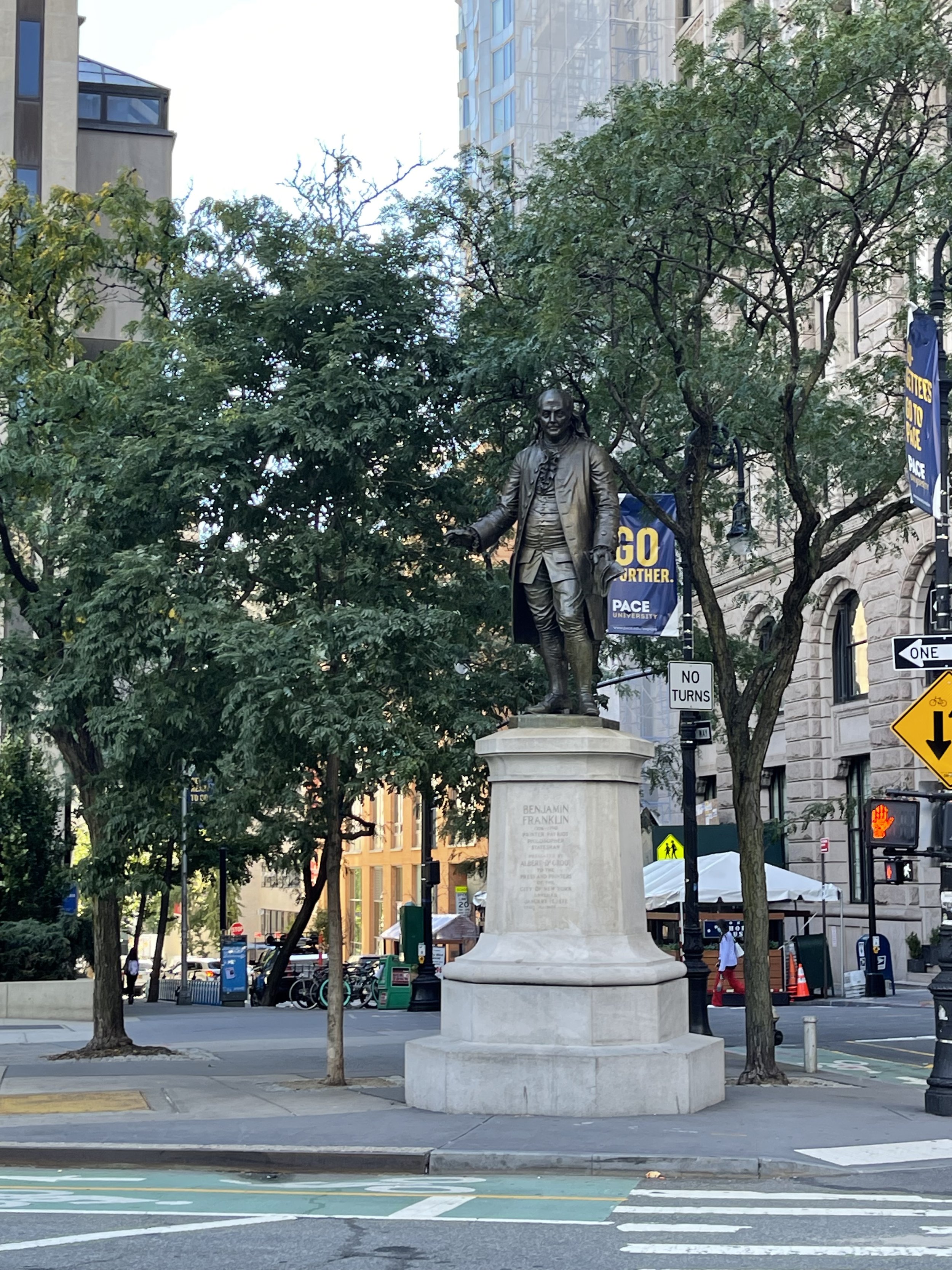 Benjamin Franklin Statue at Pace Plaza