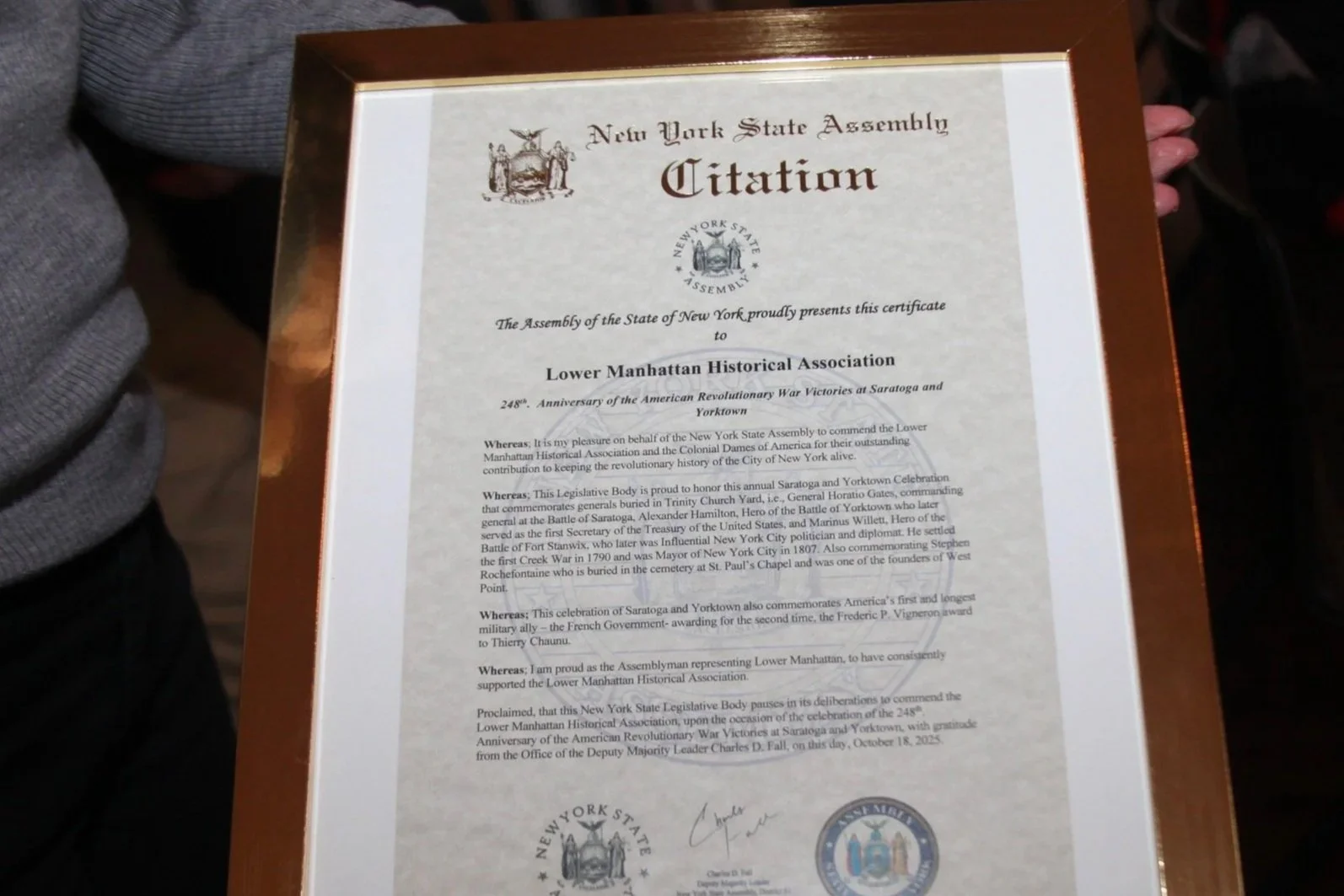 NY State Assembly Citation