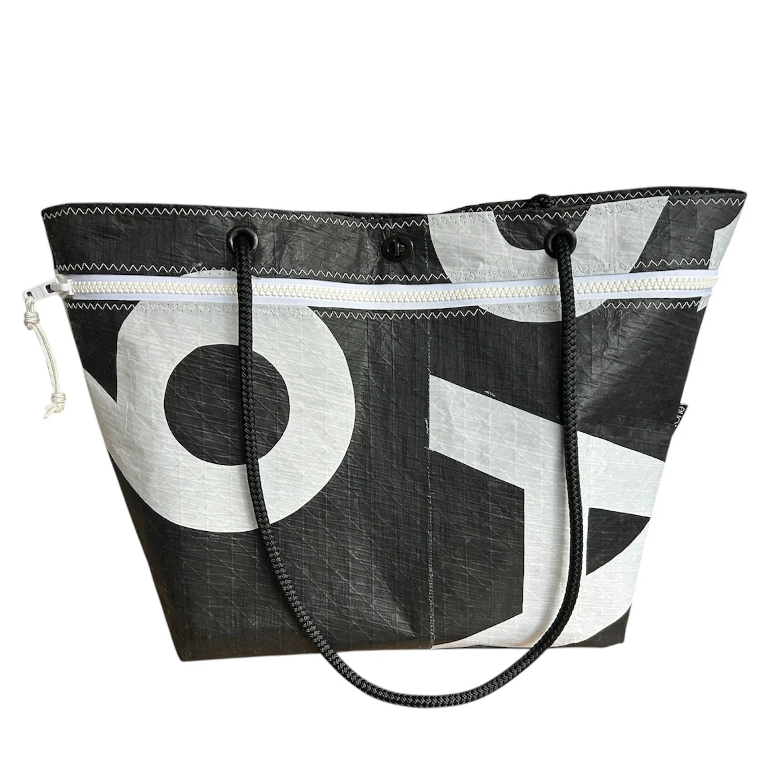 Large Tote – Black Recycled Carbon Fiber Sailcloth with Original Sail Numbers