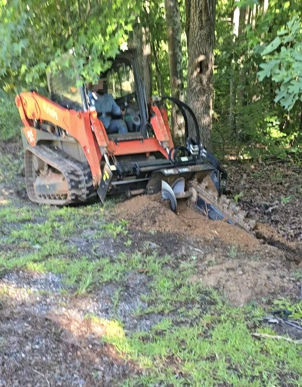 Excavation trenching equipment used for underground water and sewer line repair
