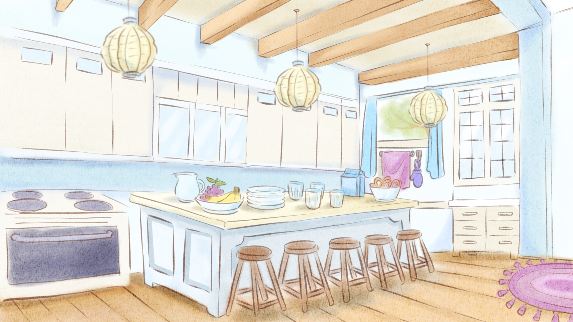 Kitchen background - Ernest and Celestine artstyle study (2023)