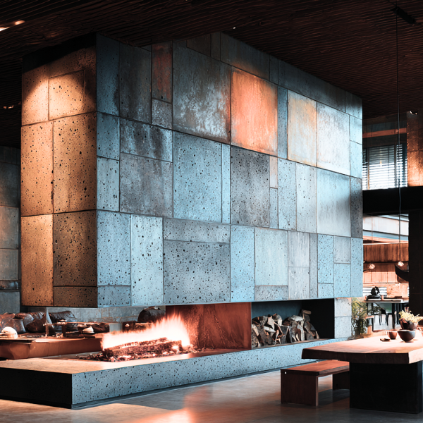 Textural Monolith Fireplace