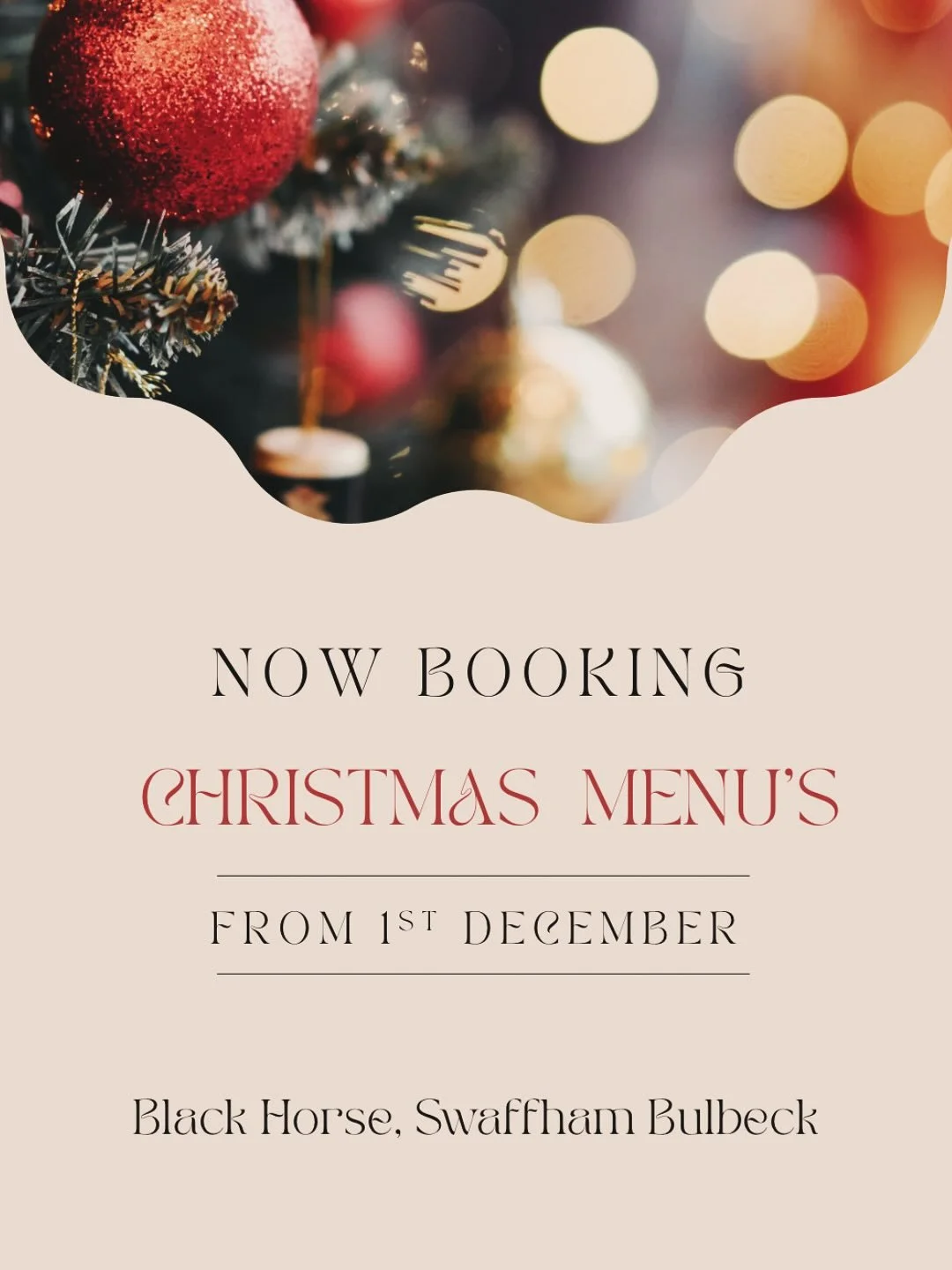 Christmas bookings are now open! 🎅✨
Whether it&rsquo;s a quiet meal for two, a family get-together or a work party for 40+

Choose from our festive 3-course menu or relaxed Christmas lunch &mdash; both packed with delicious, seasonal dishes and all 