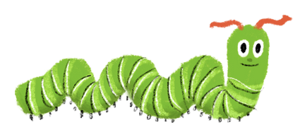Caterpillar pointing to playlist icon