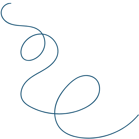 A drawing of a blue thread forming a heart shape on a black background.