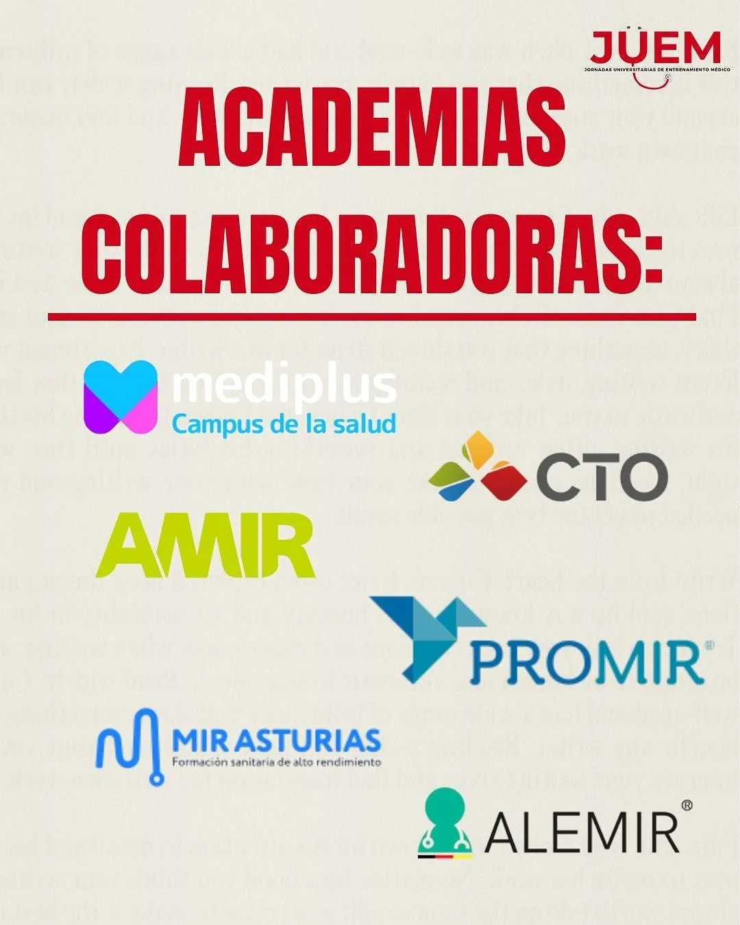 Quer&iacute;amos agradecer, entre otros, a @academia_mediplus @academiaamir @alemir.academia @ctomedicina_ @promir_esp @mirasturias , la confianza y el compromiso con la formaci&oacute;n de los estudiantes y asistentes al congreso. Gracias por querer