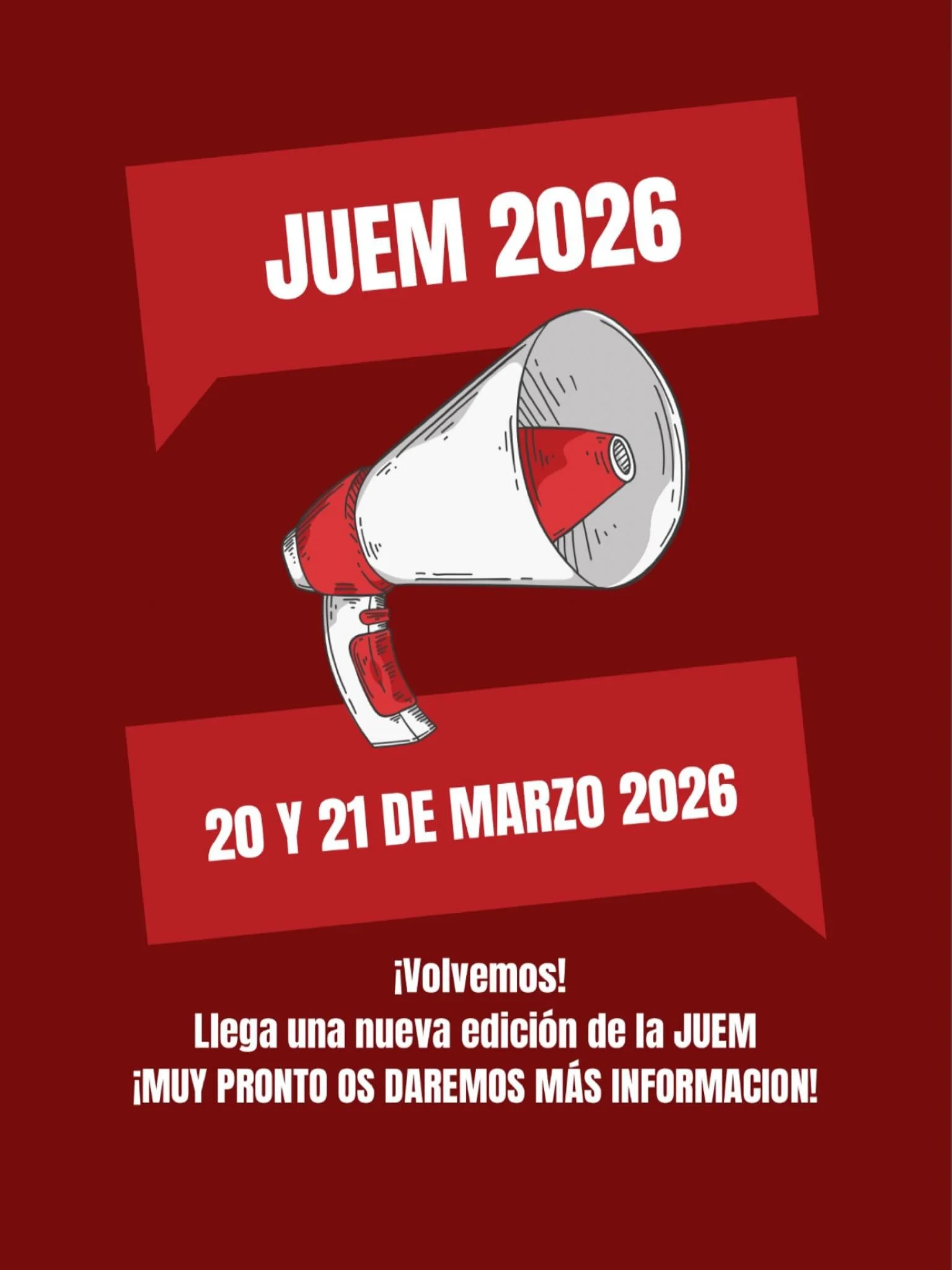 &iexcl;Os confirmamos las fechas de la segunda edici&oacute;n de la JUEM! 

🩺Nuevos talleres, m&aacute;s pr&aacute;ctica y el mismo objetivo: seguir aprendiendo medicina de verdad.

Mantente atento a nuestras redes para no perderte nada ❗️❗️