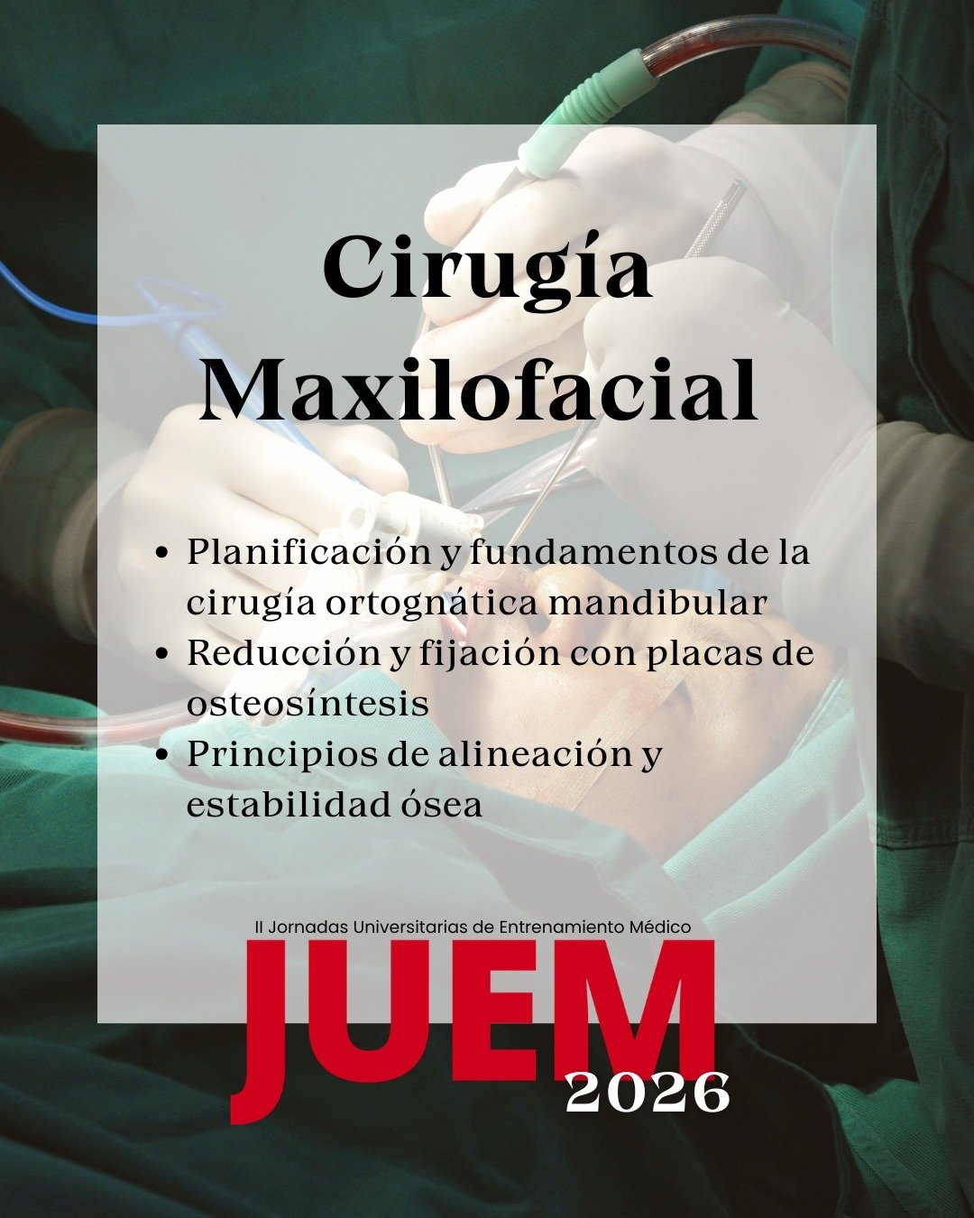 TALLER DE CIRUG&Iacute;A MAXILOFACIAL CONFIRMADO!

Llega el taller de cirug&iacute;a maxilofacial, donde conocer&aacute;s los fundamentos del abordaje quir&uacute;rgico en patolog&iacute;a oral y maxilofacial y las t&eacute;cnicas m&aacute;s utilizad