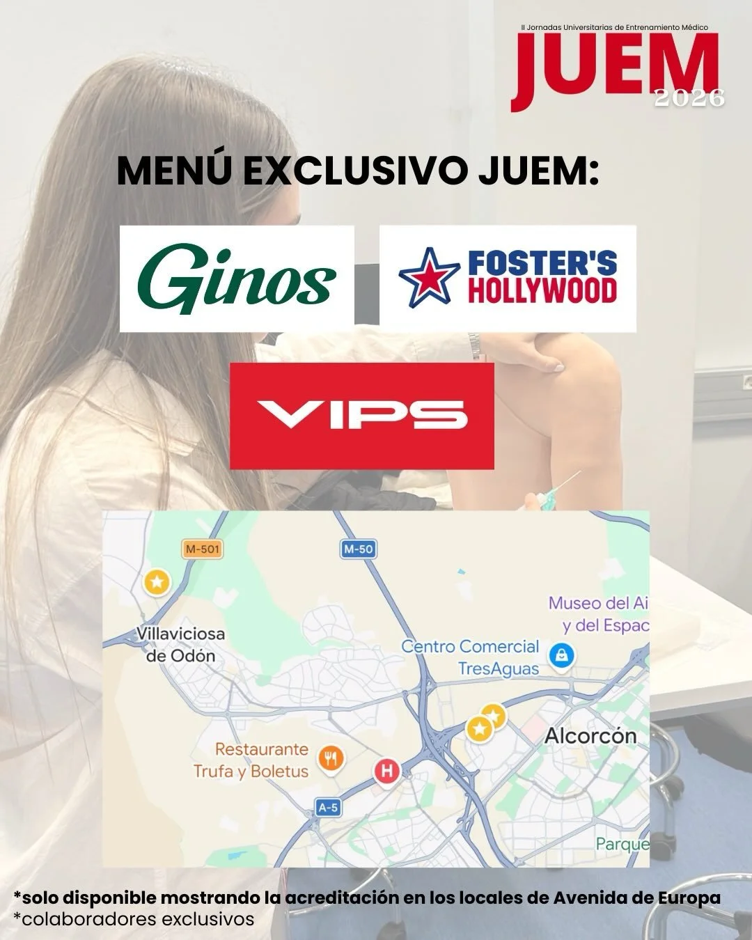 🍽️ MEN&Uacute;S EXCLUSIVOS JUEM 🍽️

Si eres asistente de las JUEM&hellip; esto te interesa 👀

Gracias a nuestras colaboraciones con @ginosristorante , @fostershollywood y @envips , podr&aacute;s disfrutar de men&uacute;s exclusivos dise&ntilde;ado