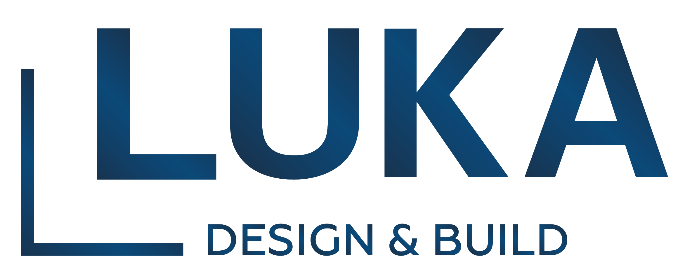 The logo of LUX Design & Build in dark blue with stylized letters and the words 'Design & Build' below.