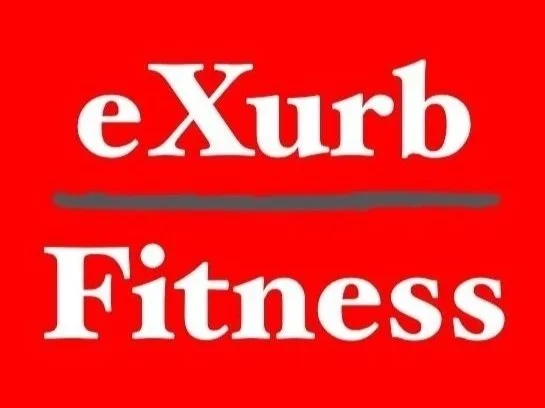 Red background with white text reading "eXurb" above a gray underline and "Fitness" below.