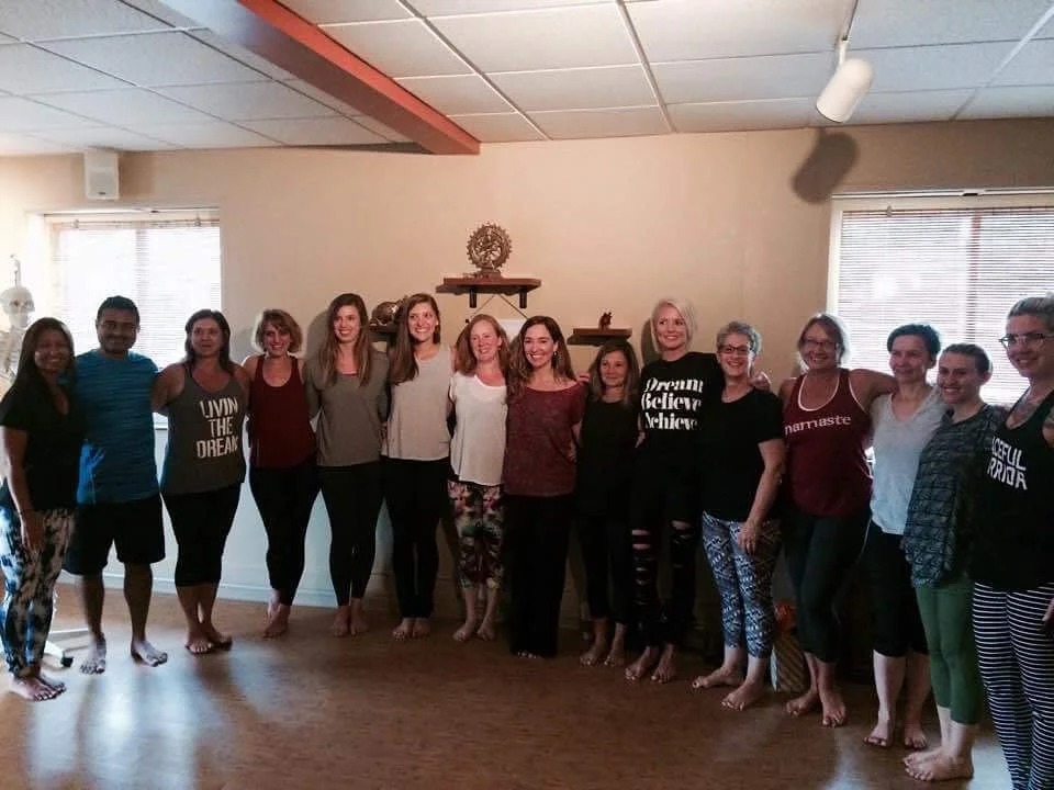 This picture represents a rebirth in a way . These beautiful souls are my 200 YTT class from Yoga Source in St. Louis in 2016. 
As I embark on my first teacher training class as lead teacher today. through Drishti Yoga at Yoga Bar, my vessel that wa
