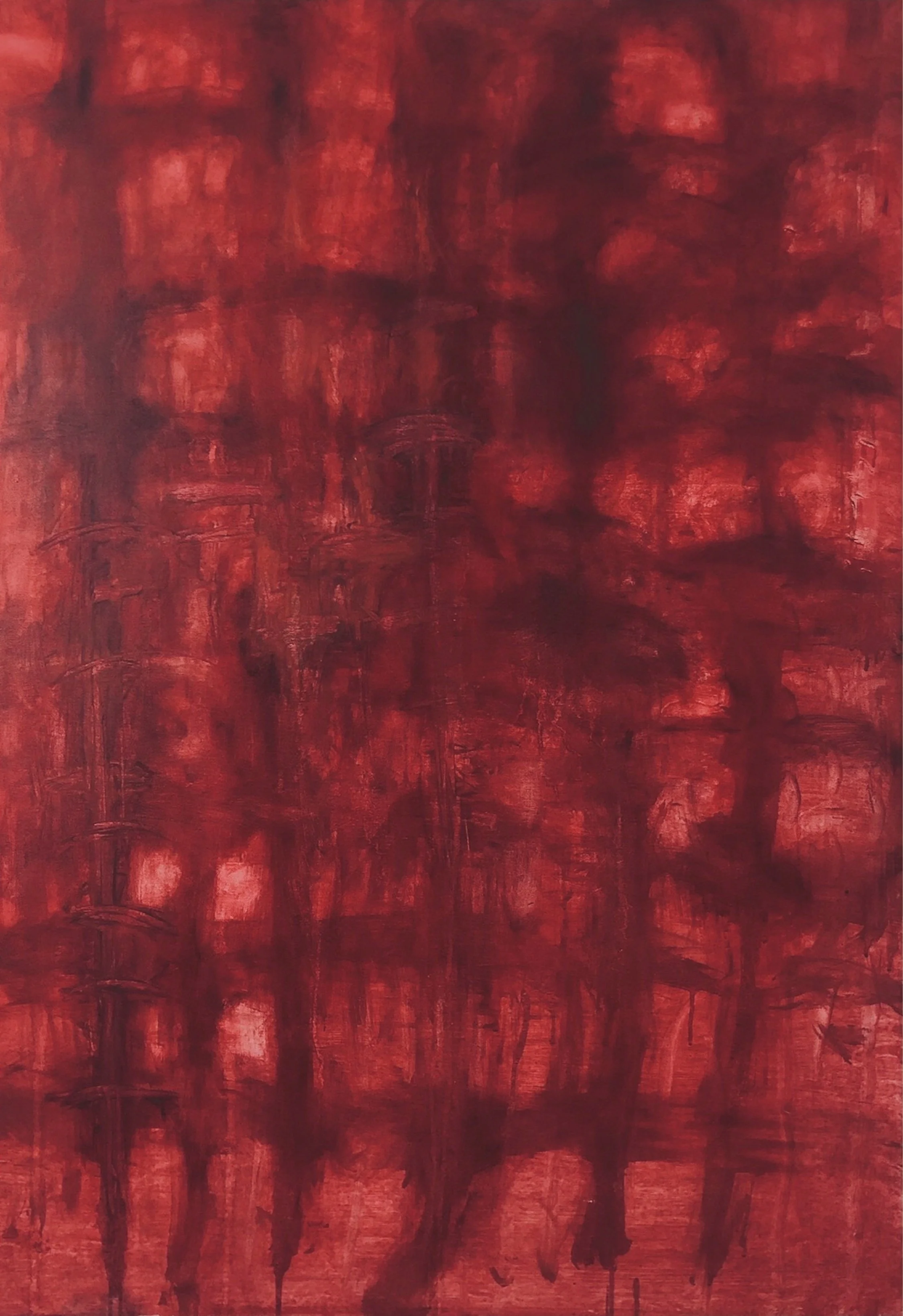 Crimson Broideries, 2021, oil on canvas