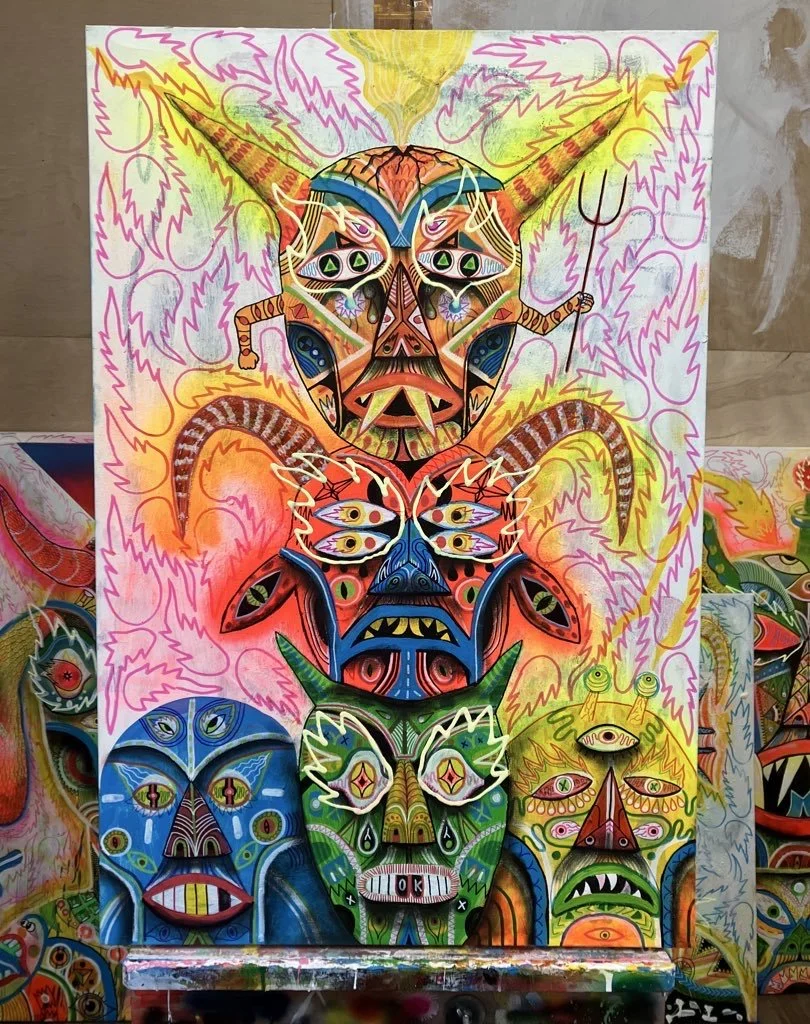 "Mc Nuggets of Agrabah" 2024 oil, acrylic, ink on canvas 36"x48" 