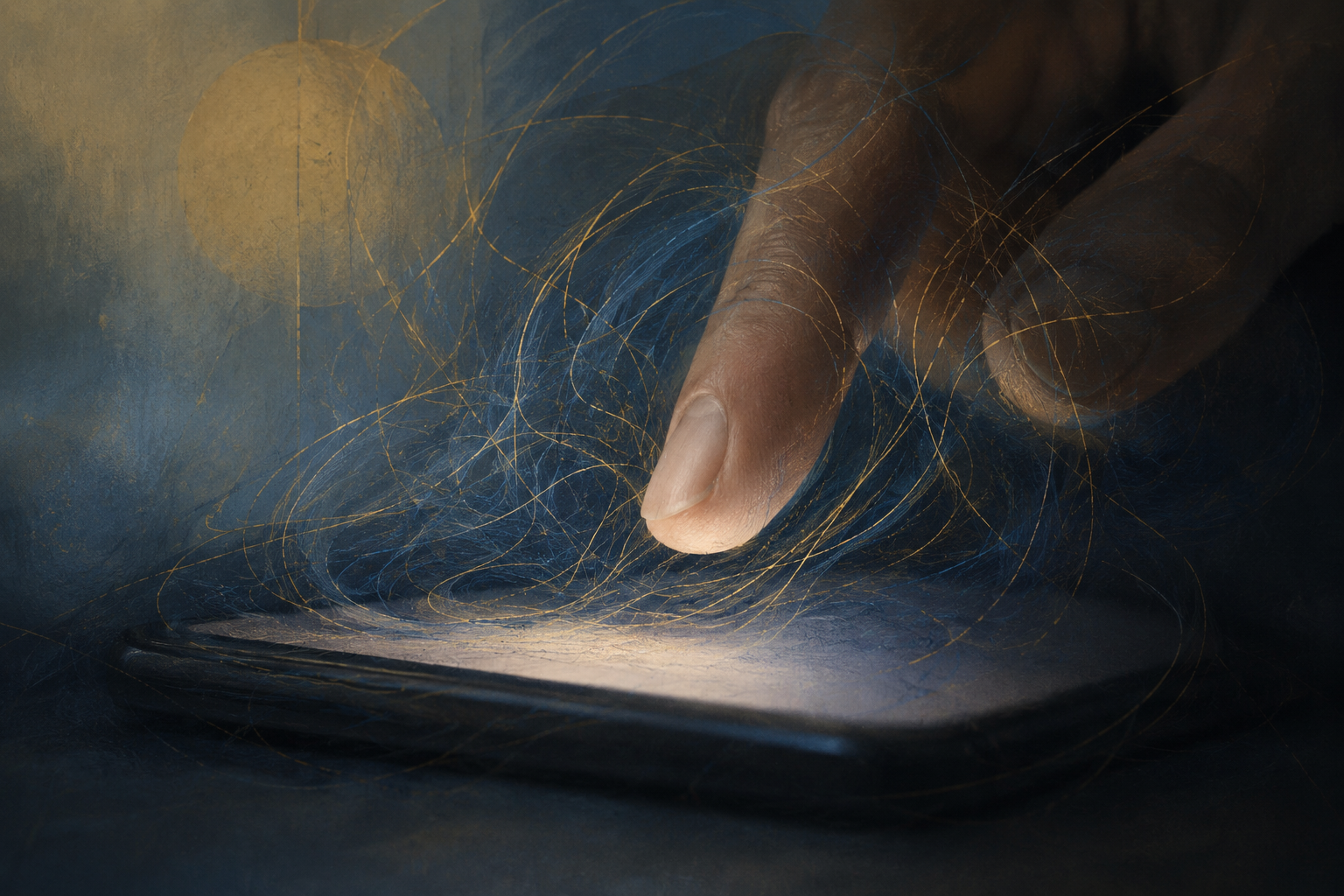 Artsy digital painting exploring the theme of problematic porn use and compulsive screen habits