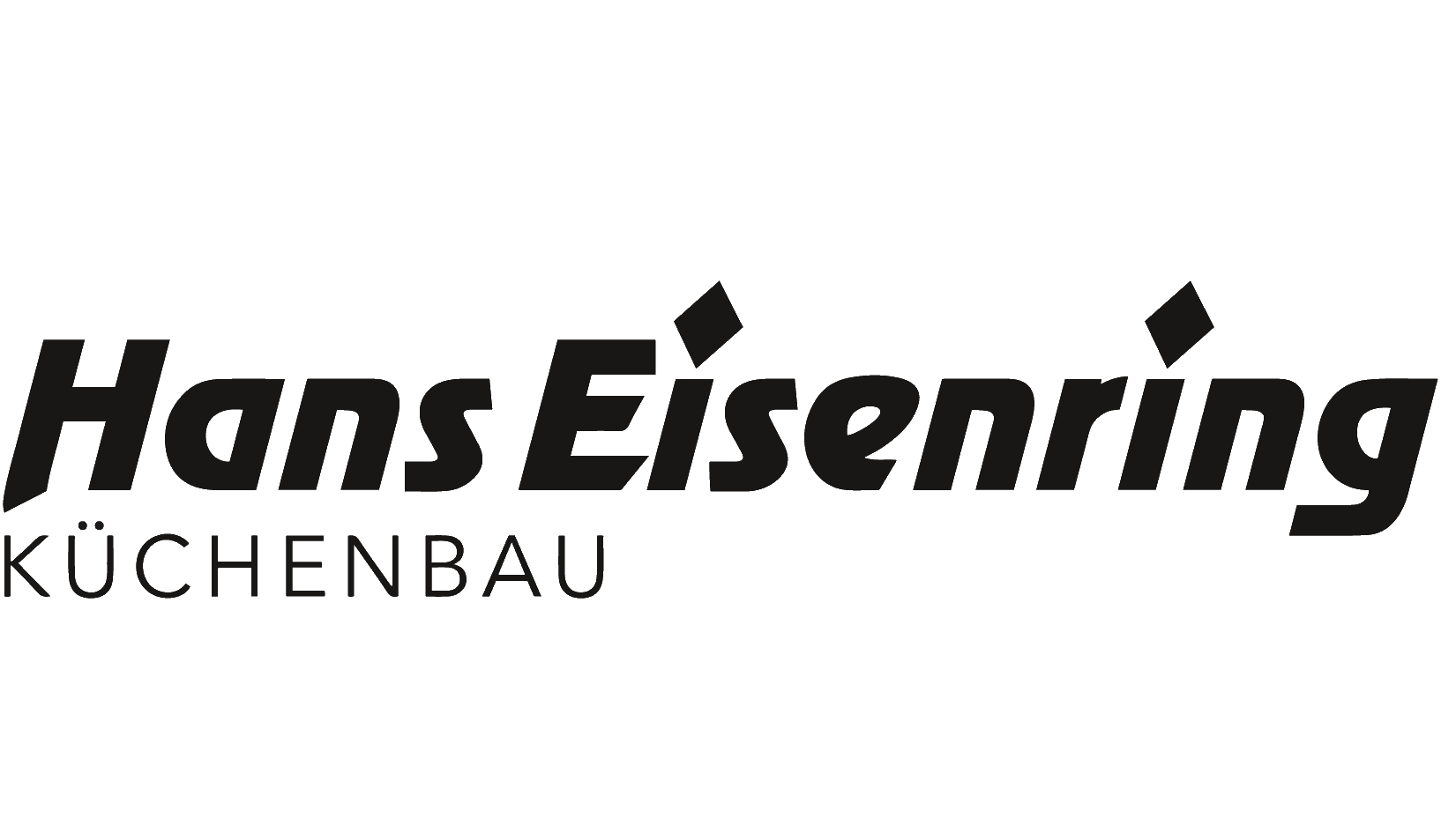 Logo von Hans Eisenring Küchenbau mit schwarzem Schriftzug auf weißem Hintergrund