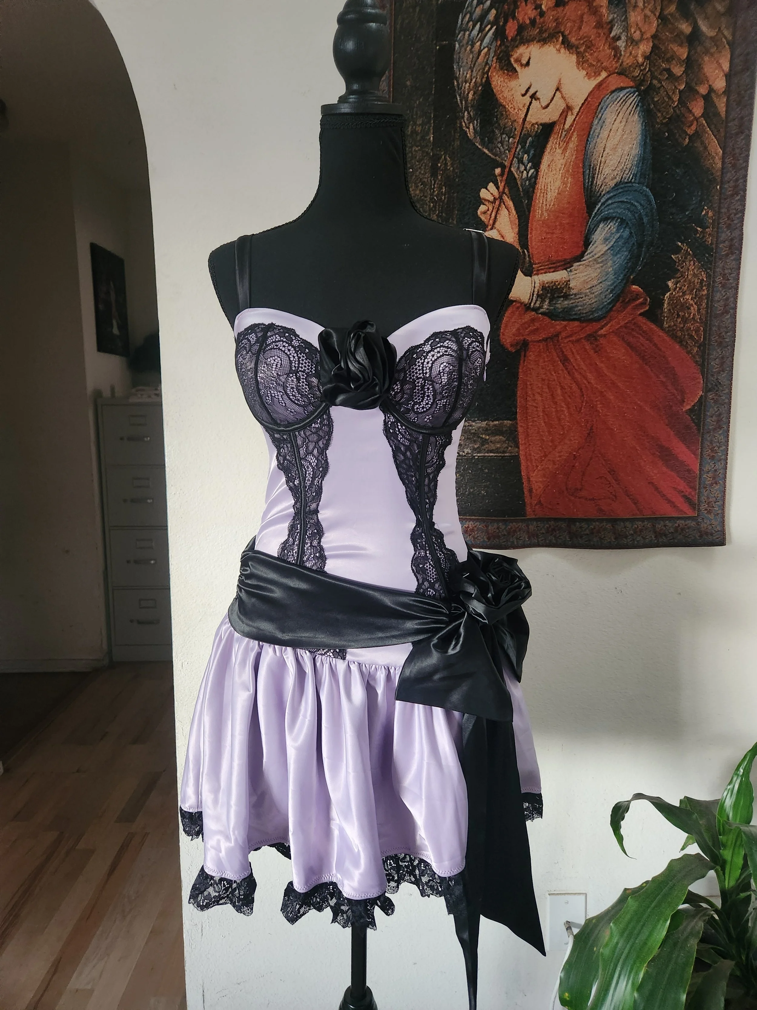 Dolls Kill Brand Satin Violet Pastel Gothic Evening Dress