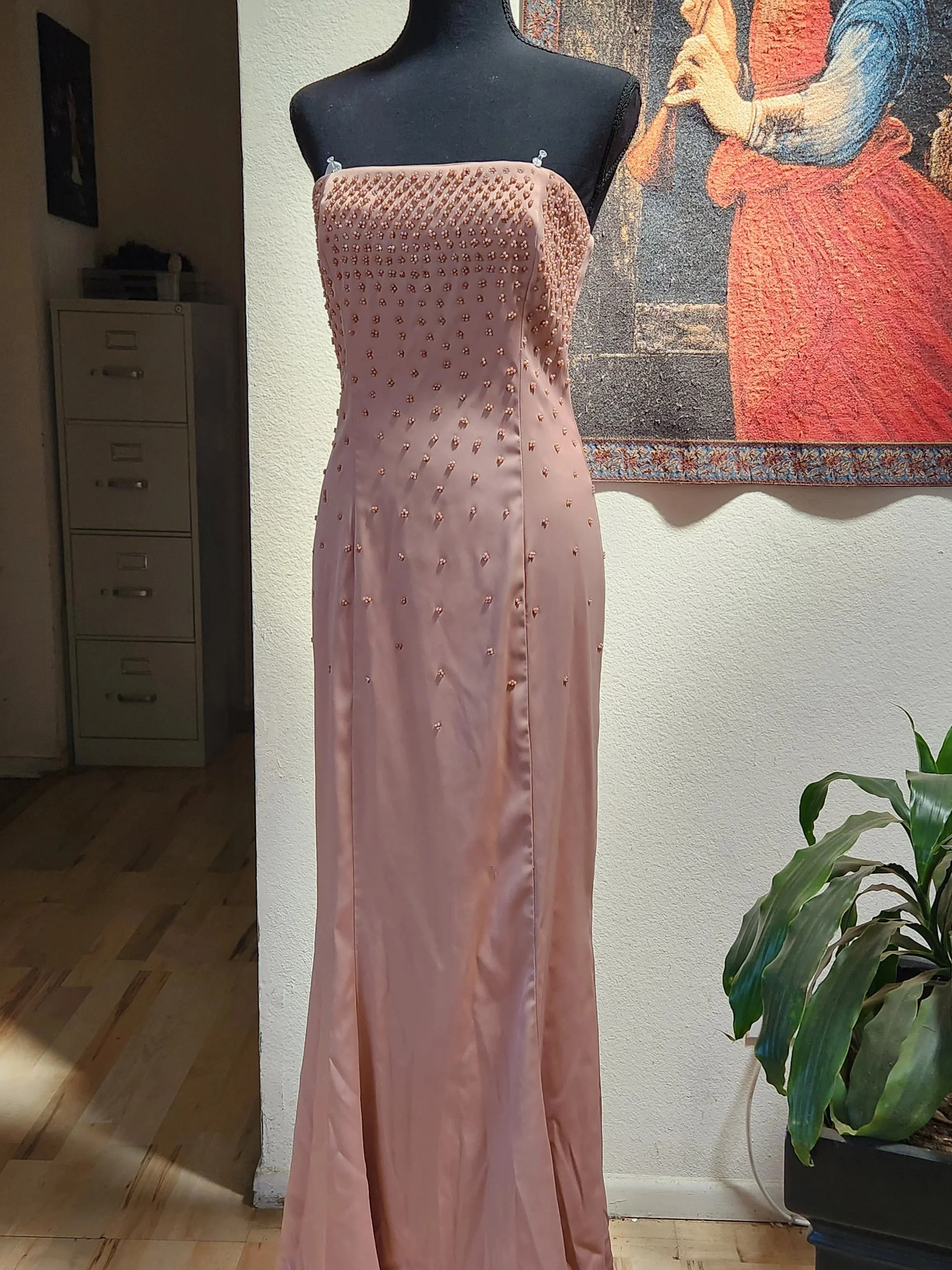 Pale Pink Even Dress w/ Beaded Detail