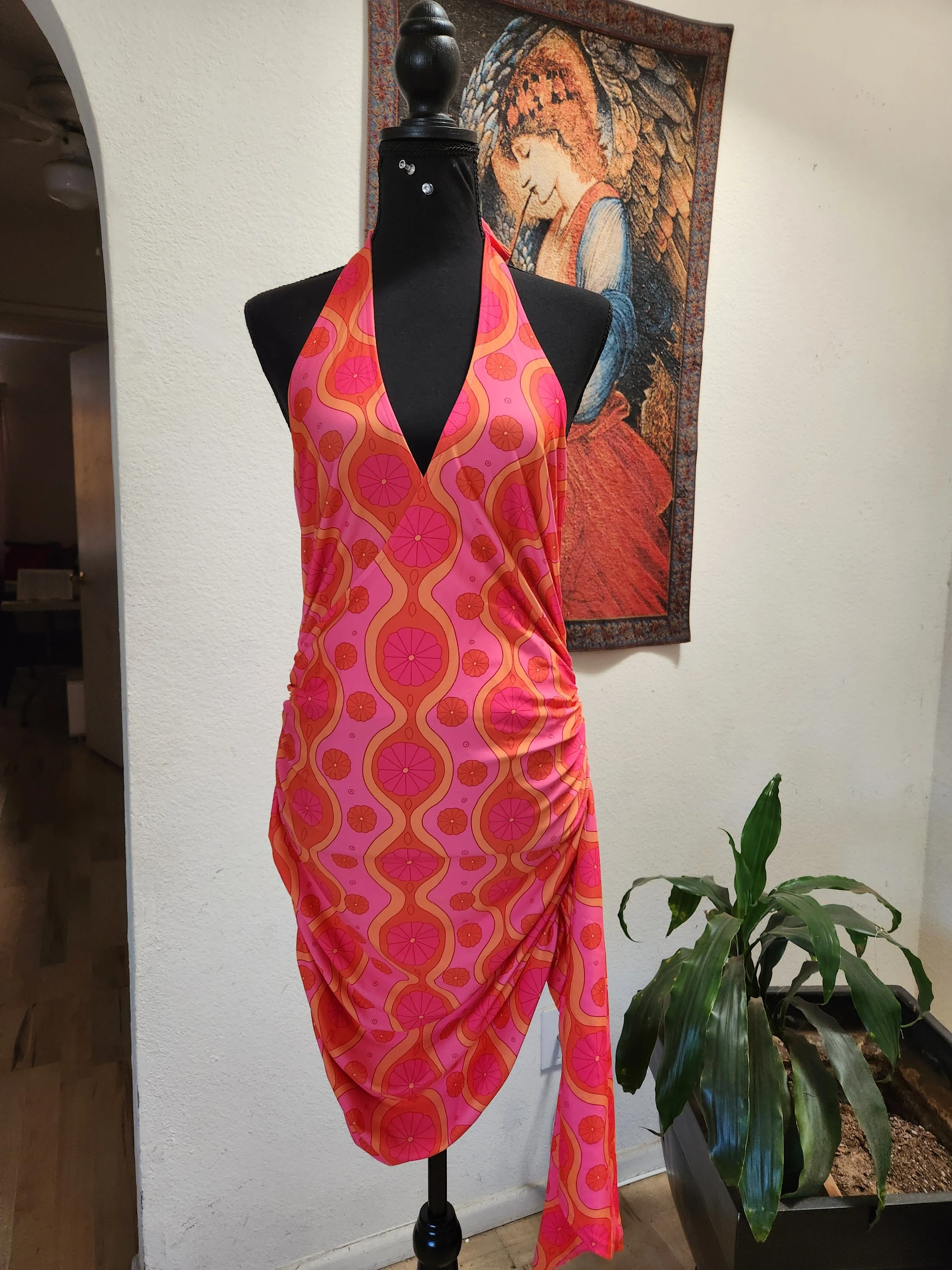 Disco Fever 60s-70s Pattern Summer Dress