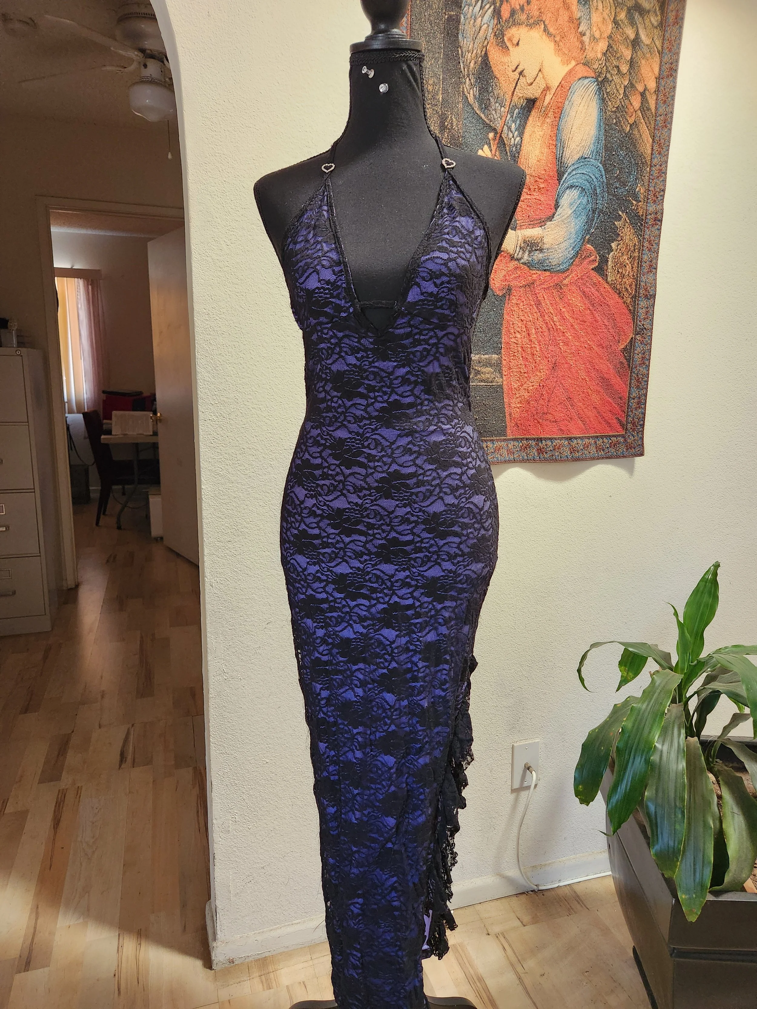 Dolls Kill Brand Gothic Laced Purple Evening Dress