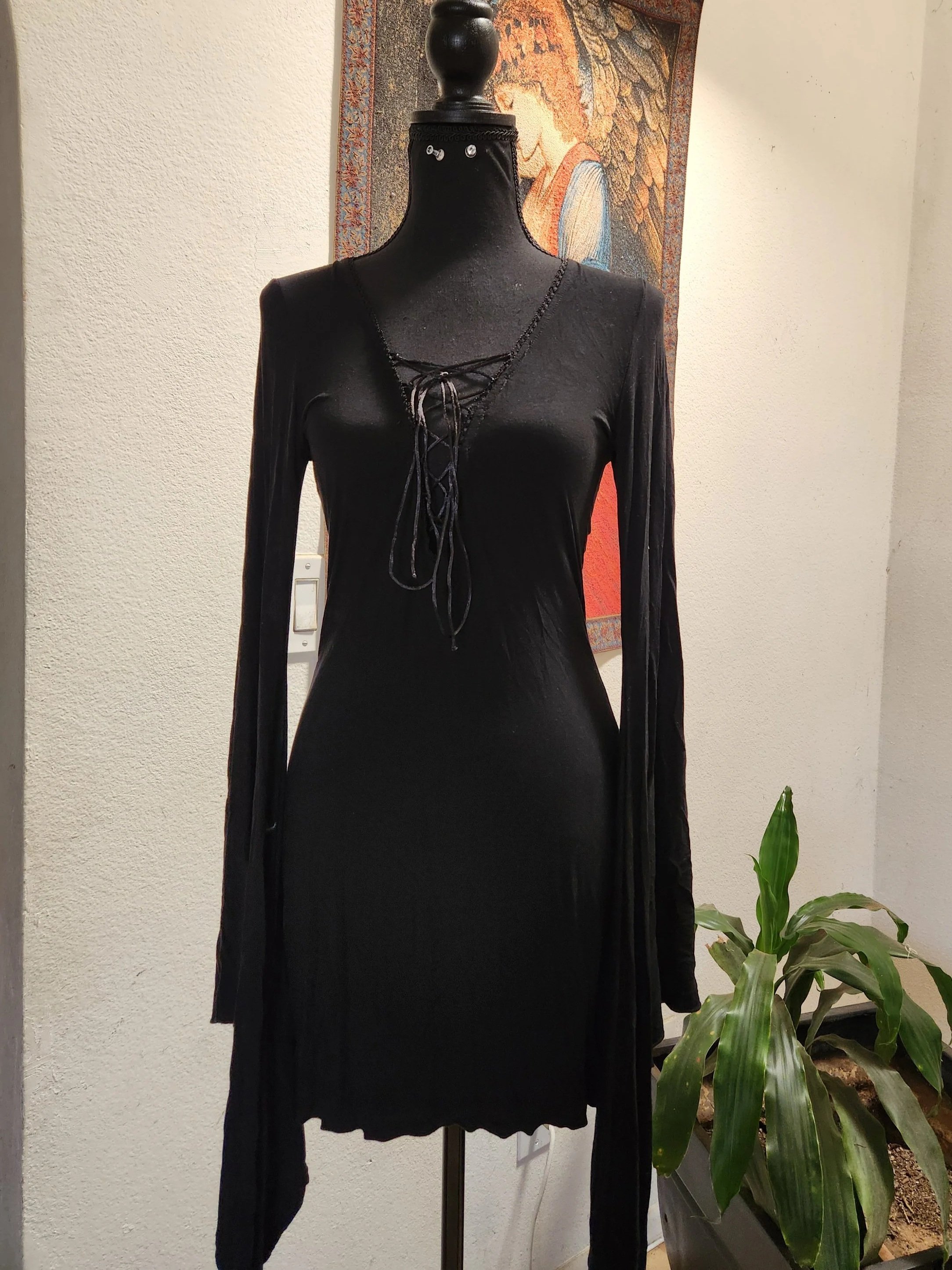 Widow Brand Gothic Bell-Sleeved Black Dress