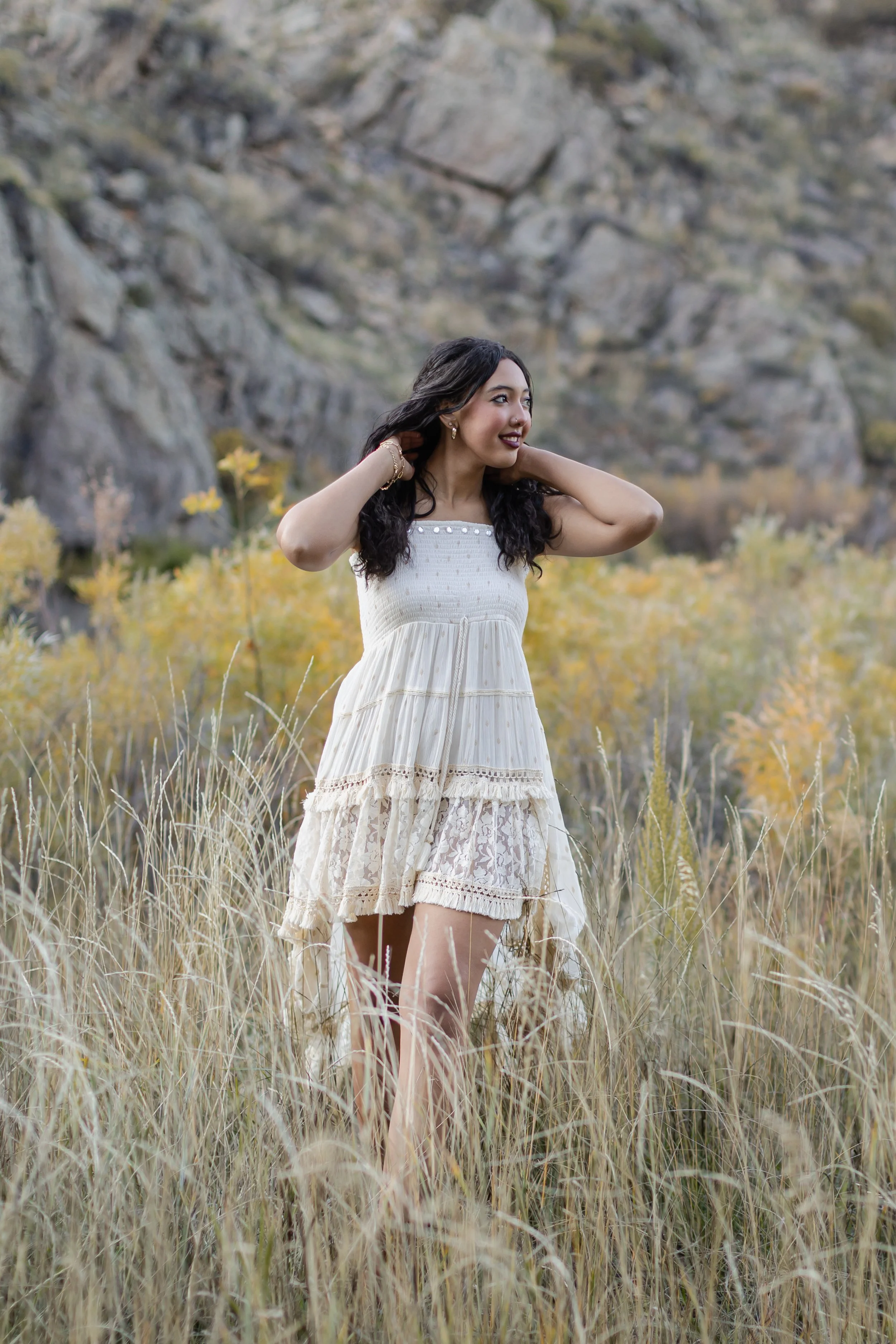 senior girl Colorado mountains Loveland Fort Collins walking in nature