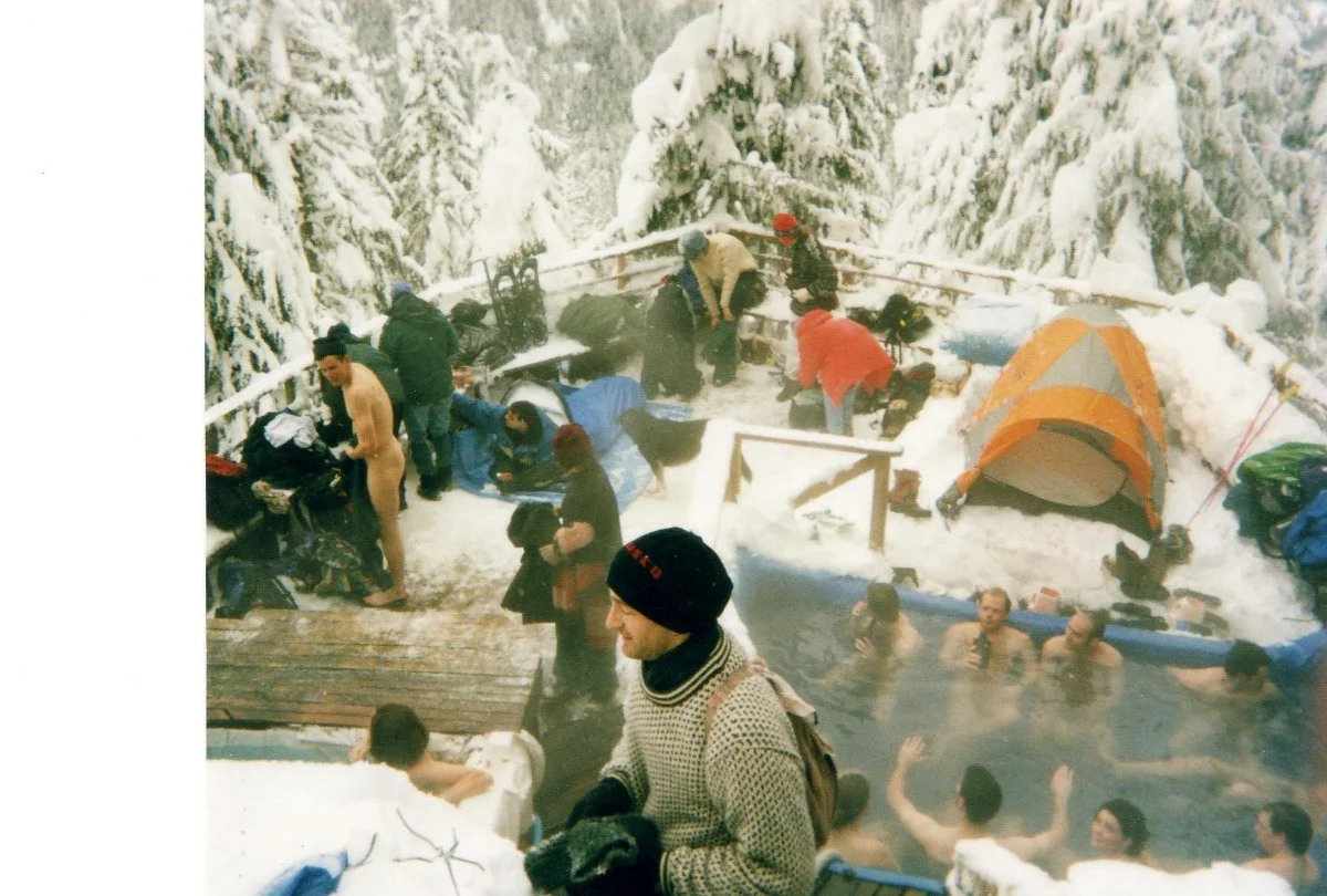 The popularity of the hot springs in mid-winter circa 1996