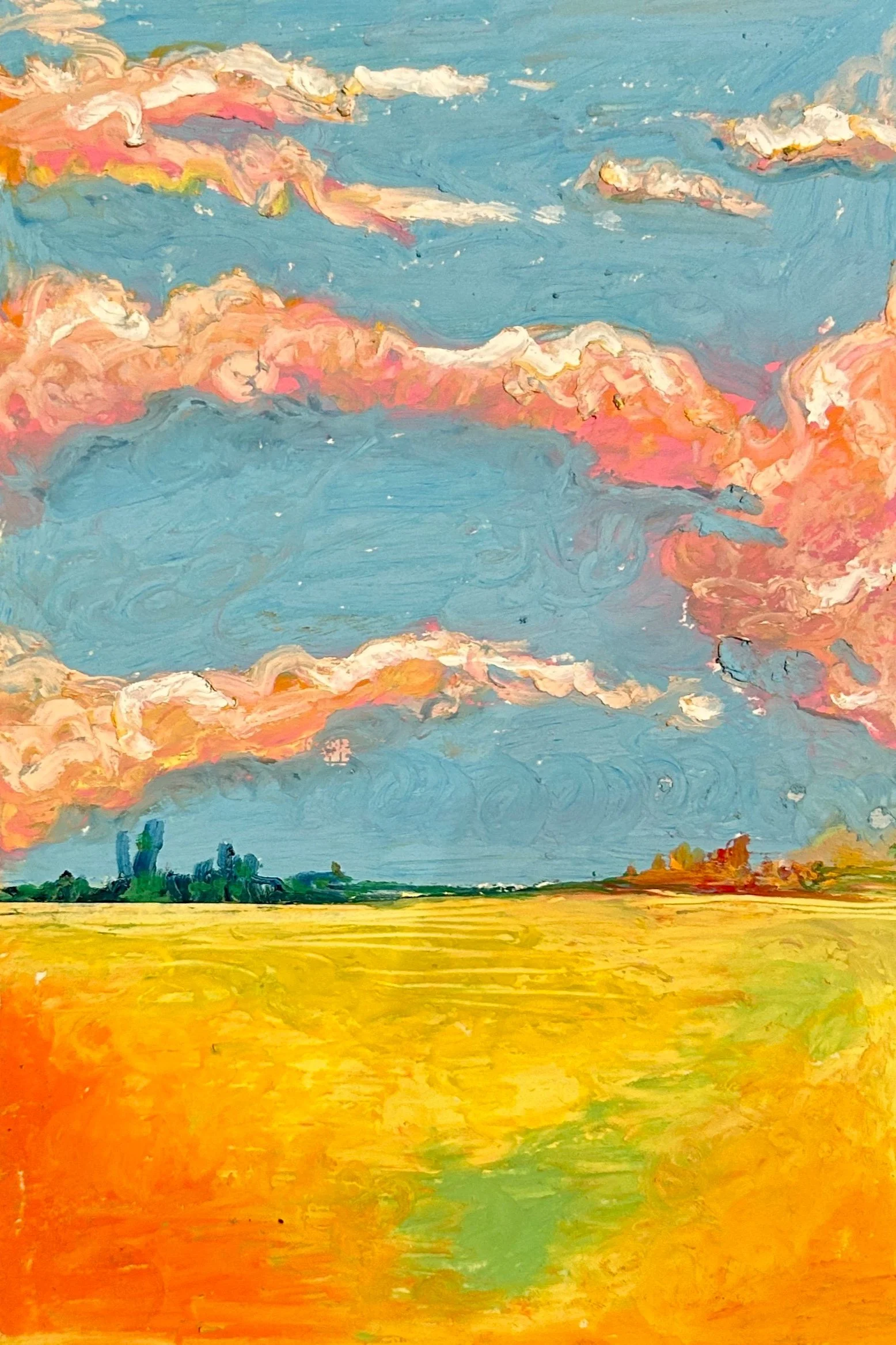 MARSHMALLOW SKIES (oil pastels on paper)
