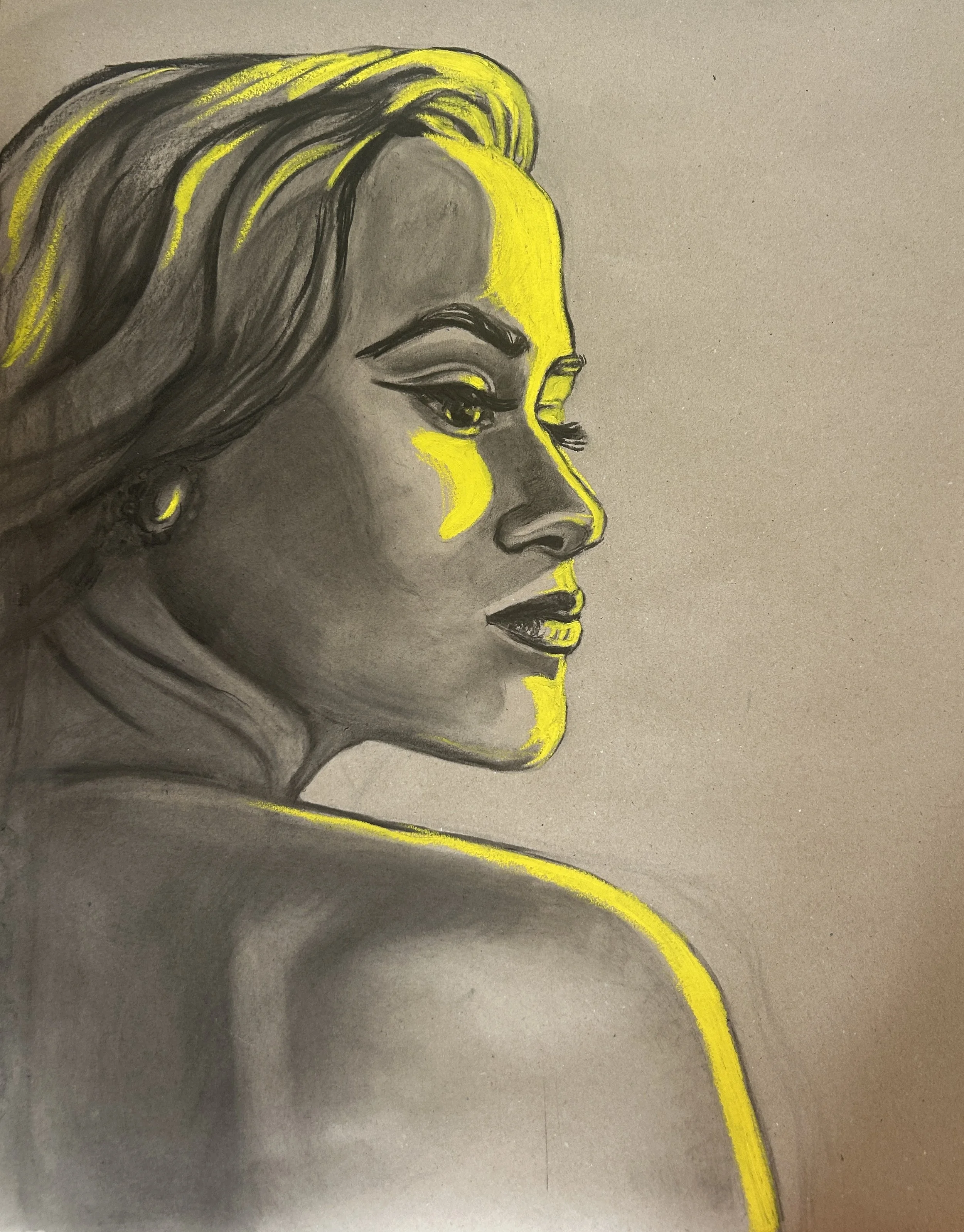RADIANCE (charcoal and oil pastel on paper)