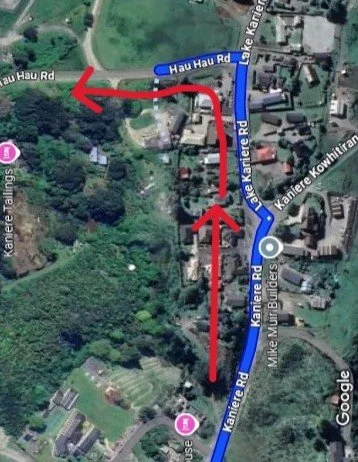 Satellite view showing the left turn onto Hau Hau Road
