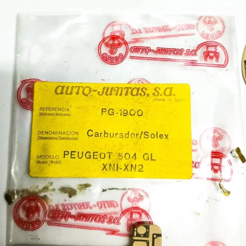 Juego de juntas de carburador Solex para Peugeot 504 GL, XN1 y XN2.    Marca Ajusa. Referencia PG-1900