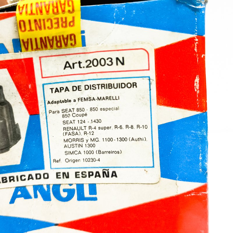 Tapa delco compatible con:  SEAT 850, coupe, especial SIMCA 1200  Morris 850  Austin 1300  RENAULT R4 super, R6, R8, R10 y R12  SET 124   Referencia 10230-4