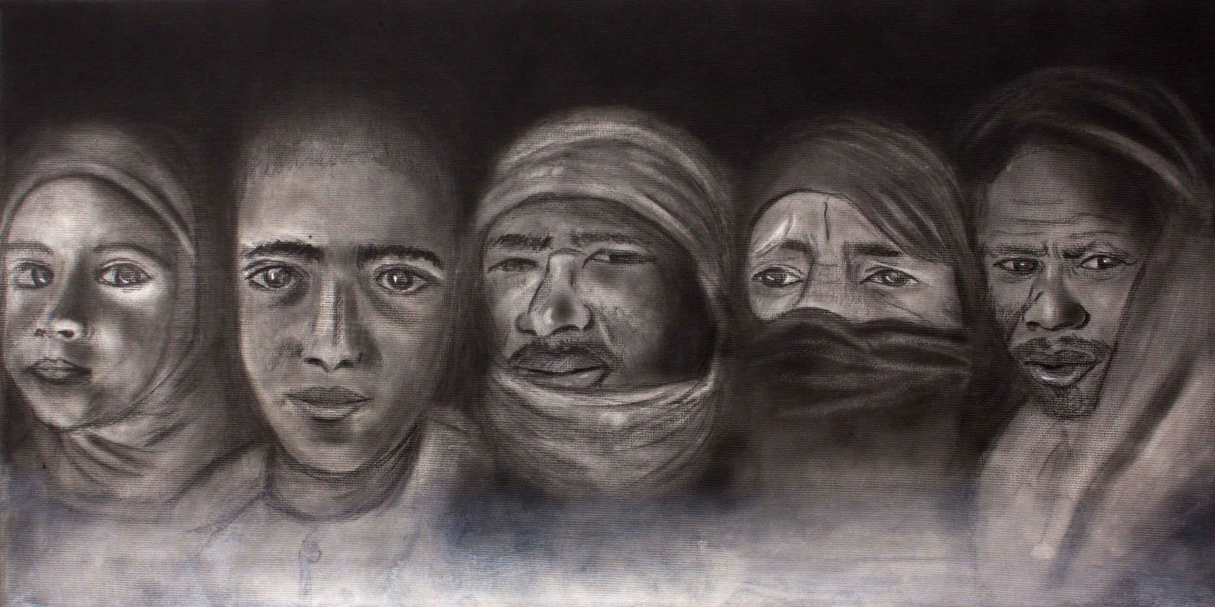 15. La sanitat.
30 x 60 cm.
Grafit i carbonet sobre llenç.