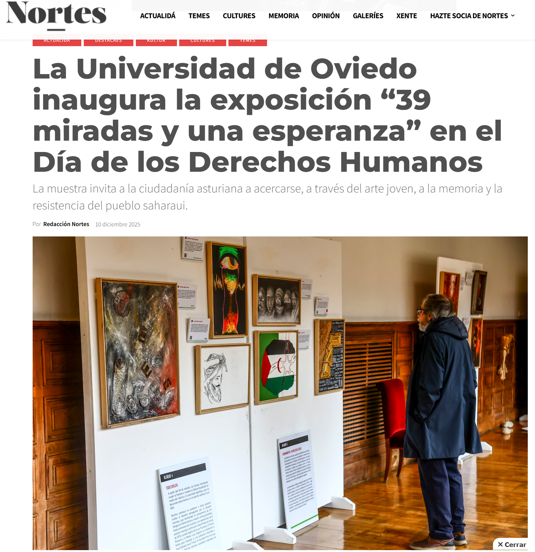 Univrsidad de Oviedo: Exposición 49  miradas y una esperanza