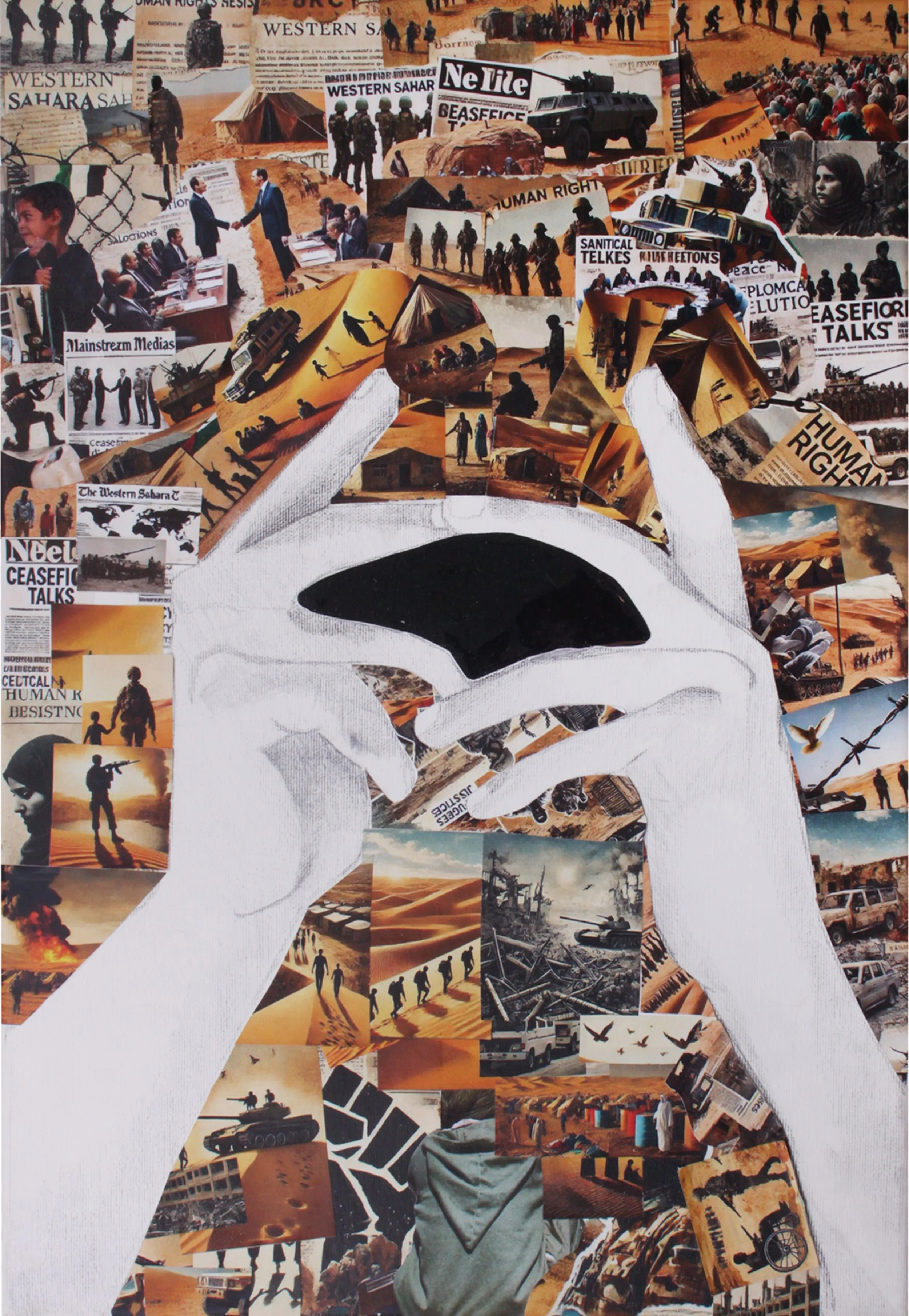 10. La sortida dels últims espanyols.
38 x 55 cm.
Tècnica mixta: llapis sobre tela i collage.