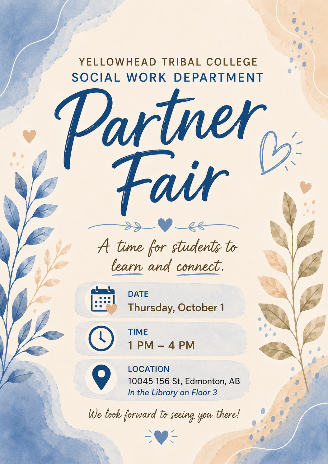 Yellowhead Tribal College Social Work Department Partner Fair