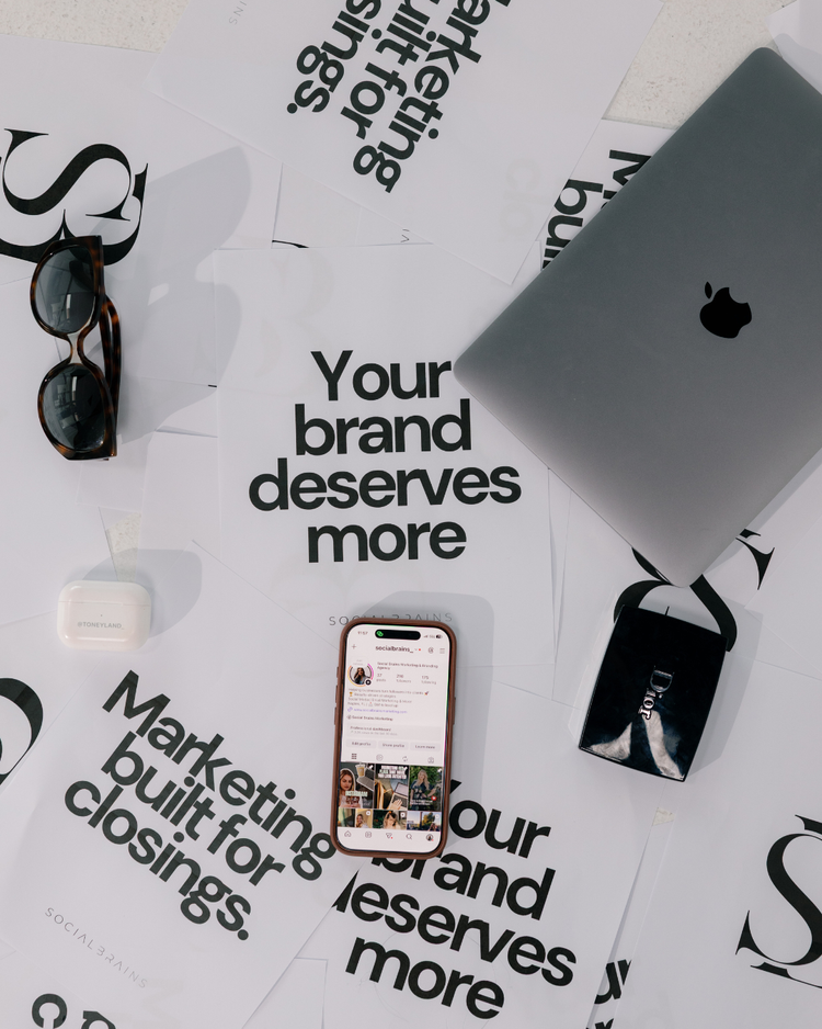 Marketing flat lay on a desk