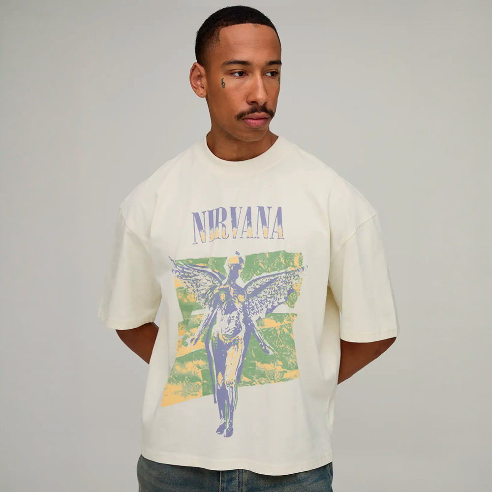 Oversized Boxy Nirvana License Print T-Shirt boohooMAN