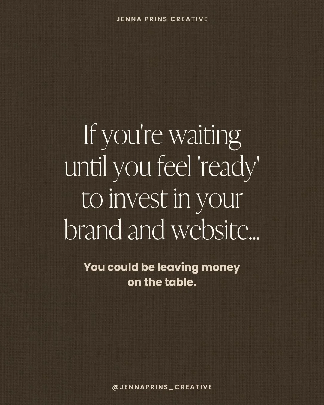 You don&rsquo;t have to have every detail of your business figured out before investing in your brand or website. In fact, you probably never will. 😂

If your business has grown but your brand or website still feels like an older version of it, that