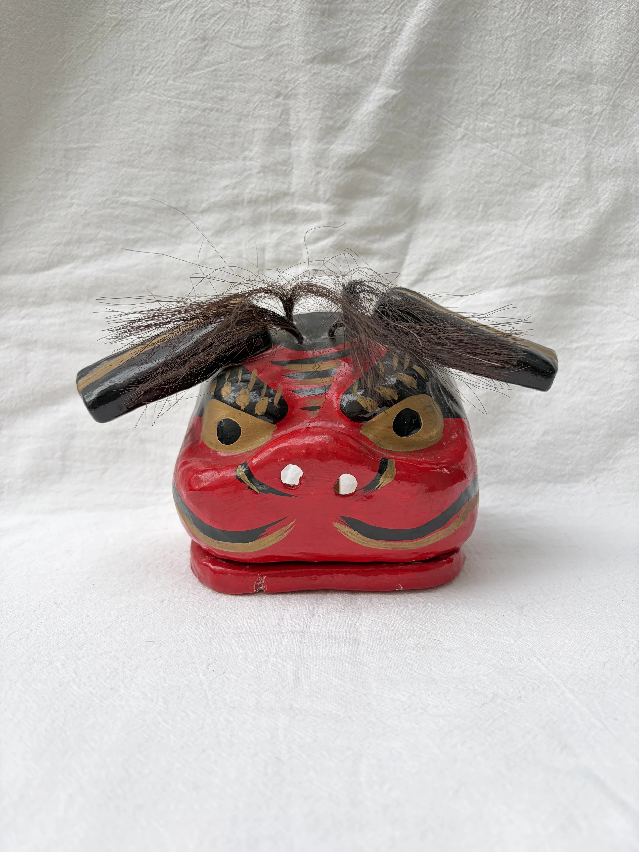 Vintage Japanese Shi-Shi Himeji Hariko Dancing Papier Mâché Lions Head