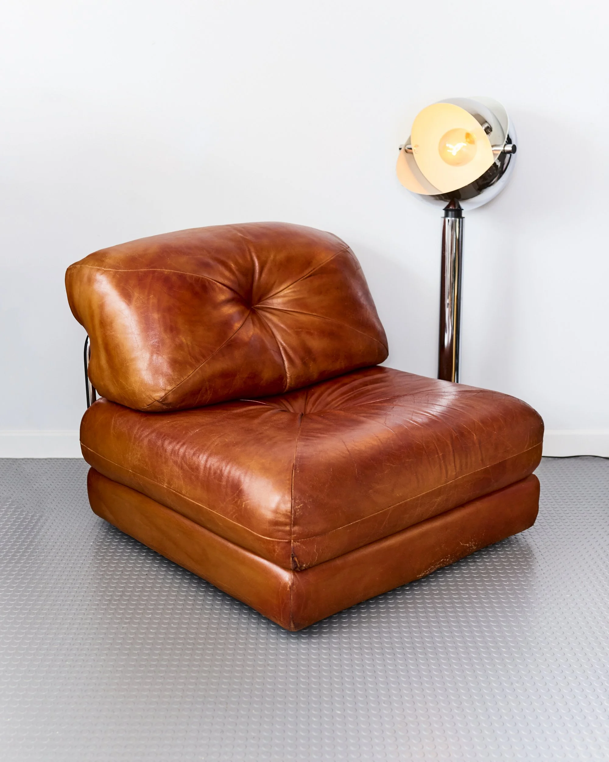 vintage.italian.leather.chrome.modular.lounge.chair.1970.mid.century.cognac 9.jpg