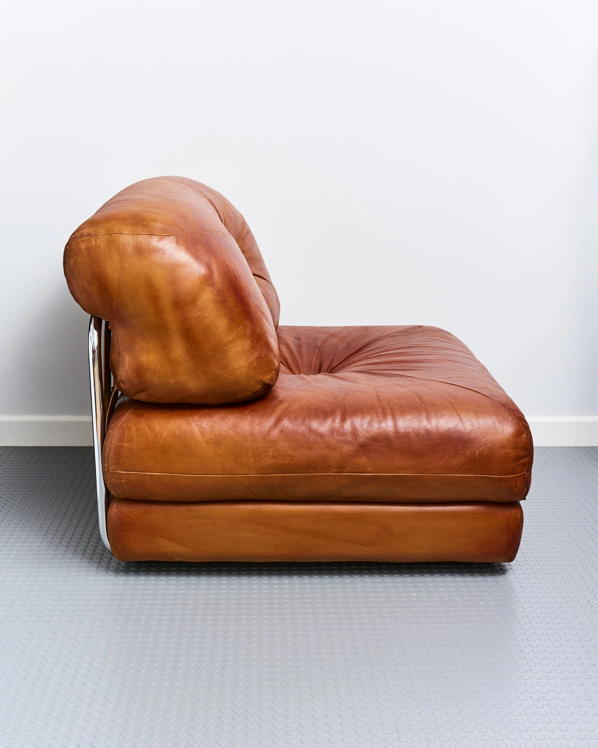 vintage.italian.leather.chrome.modular.lounge.chair.1970.mid.century.cognac 2.jpg
