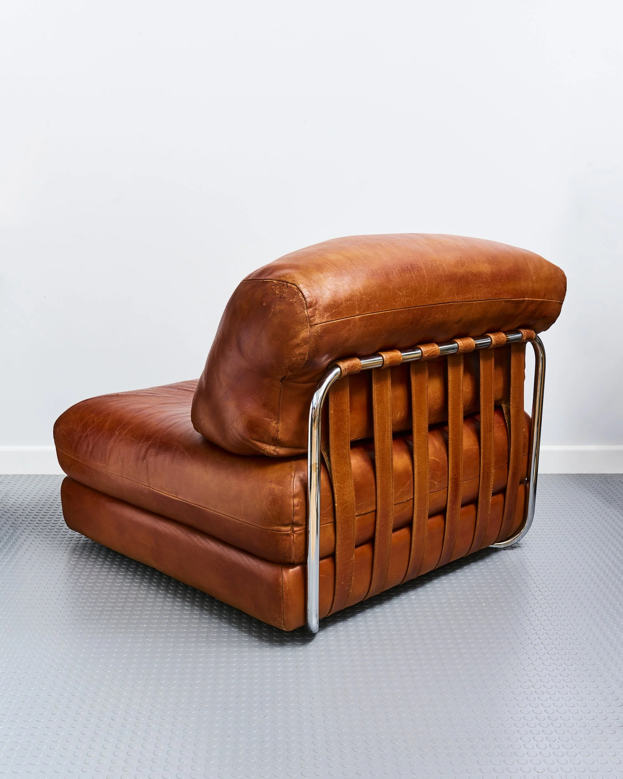 vintage.italian.leather.chrome.modular.lounge.chair.1970.mid.century.cognac 6.jpg
