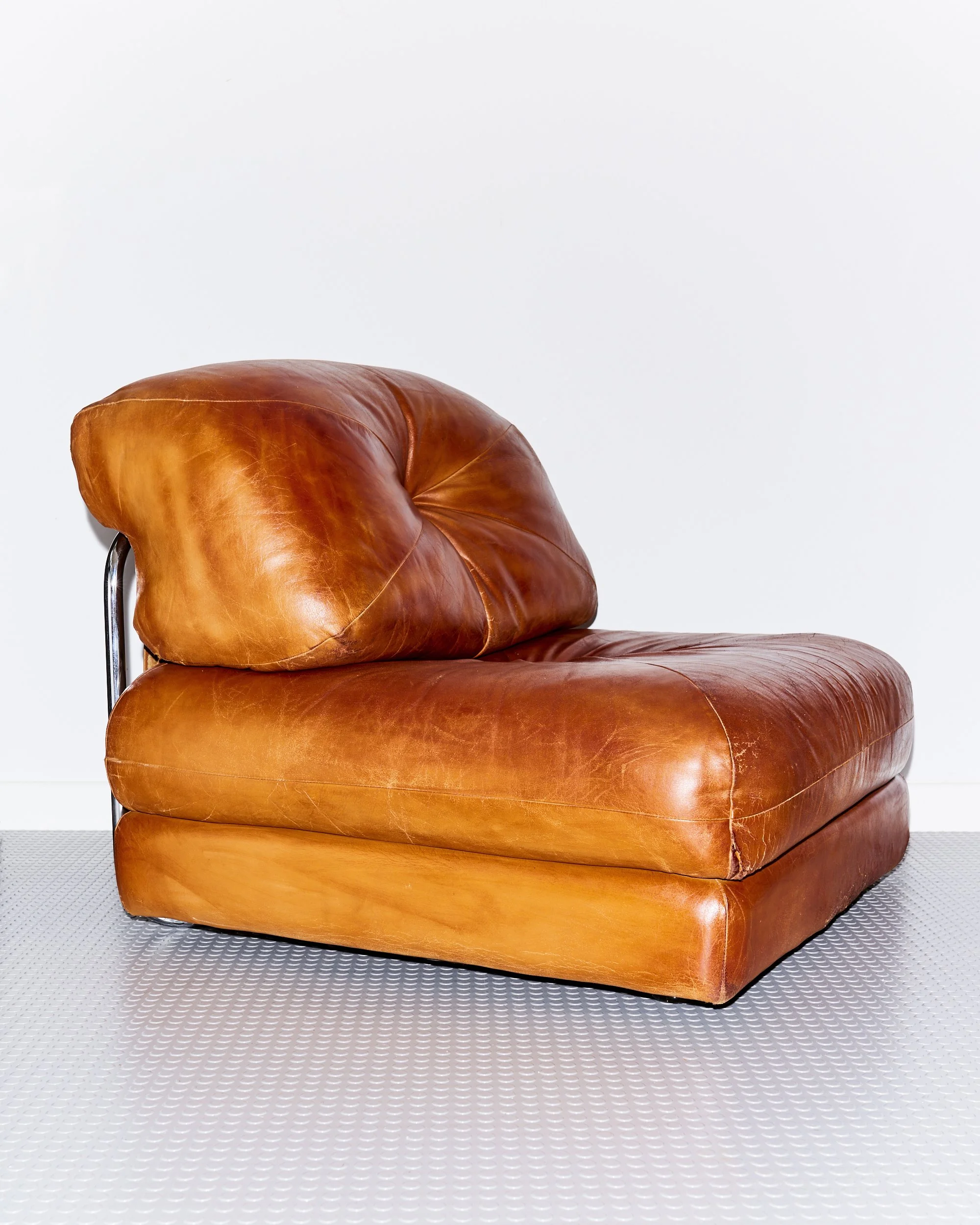 vintage.italian.leather.chrome.modular.lounge.chair.1970.mid.century.cognac 7.jpg