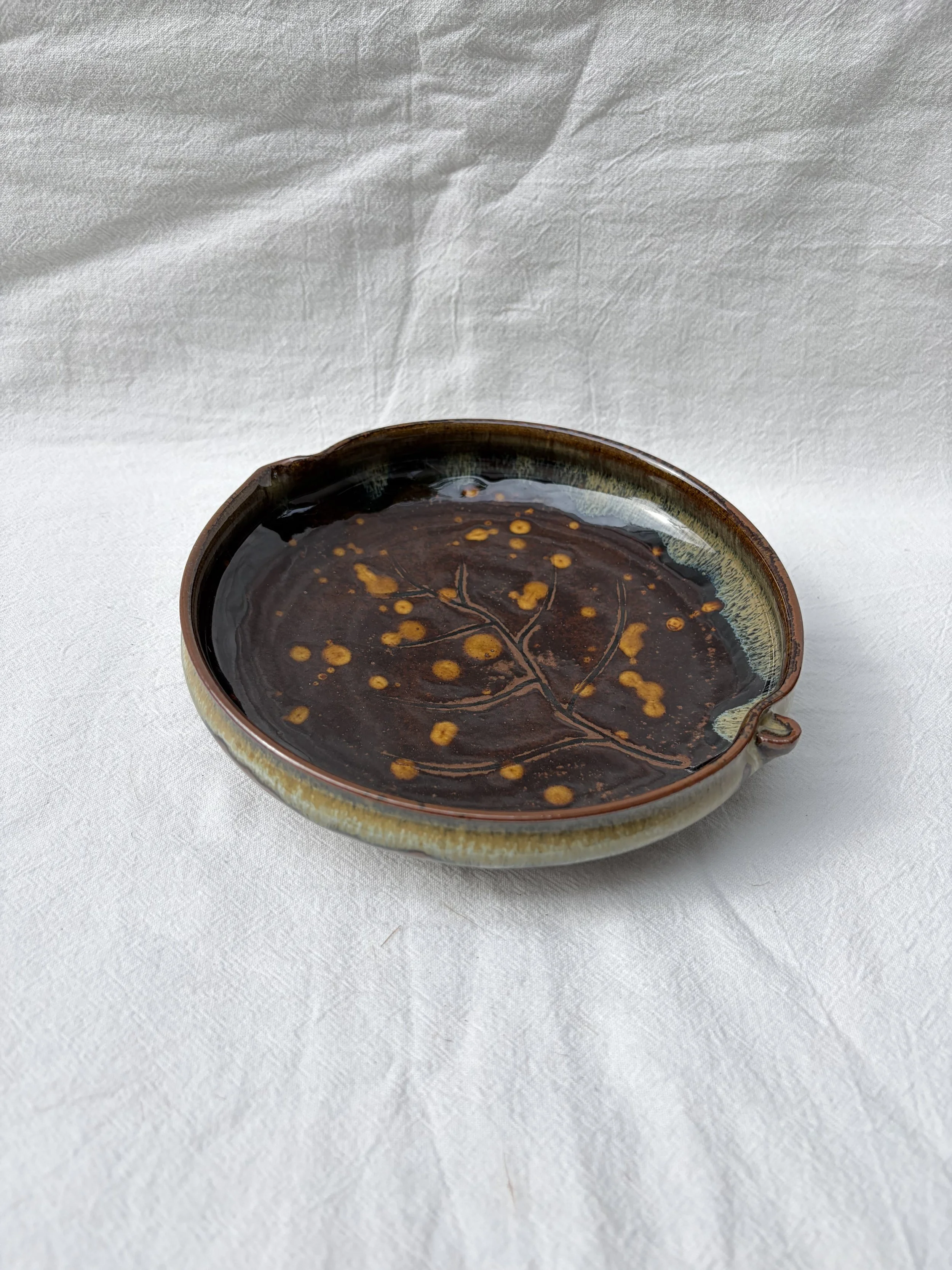 Japanese Ceramic Dish or Plate with Leaf Motif C.1970