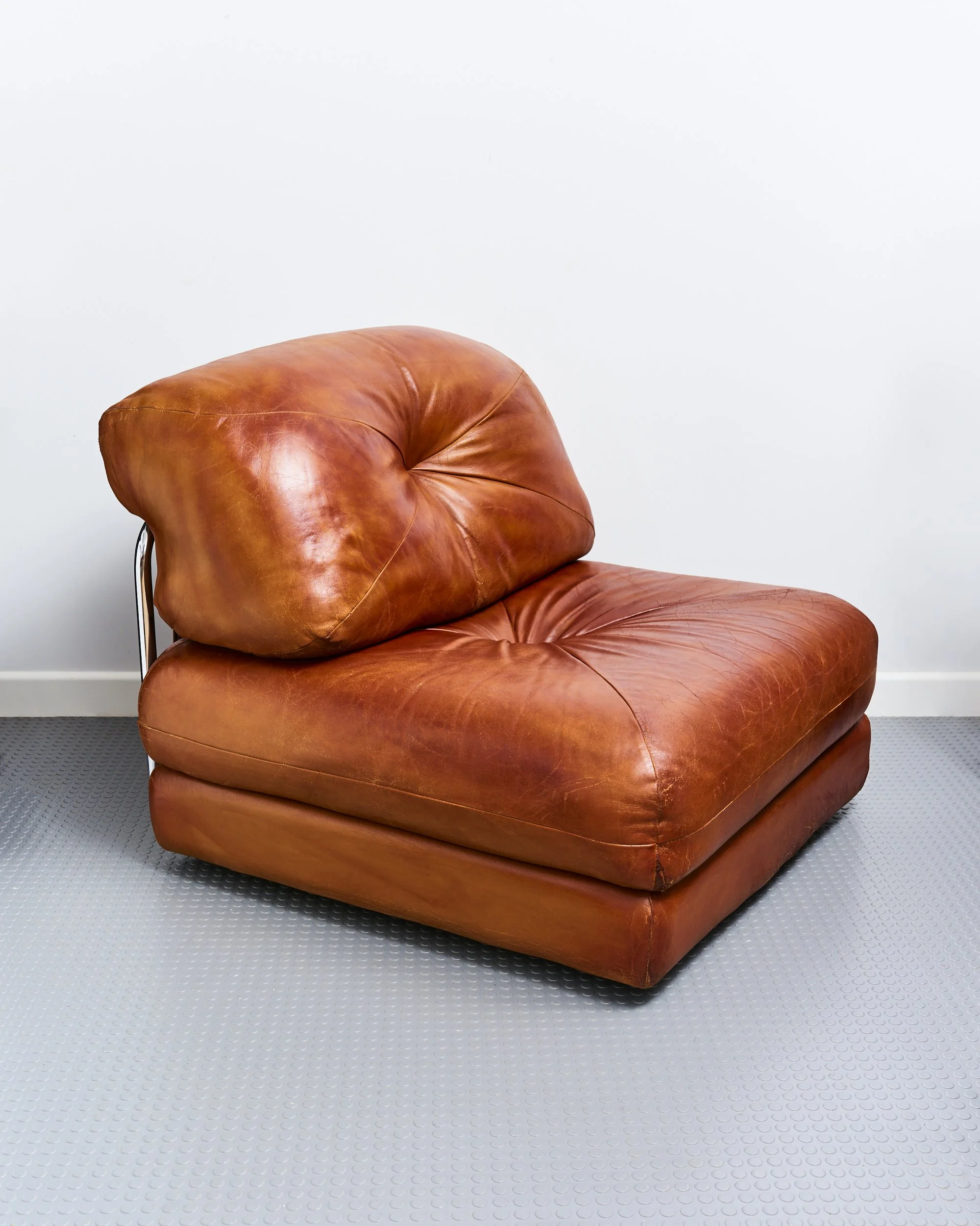 vintage.italian.leather.chrome.modular.lounge.chair.1970.mid.century.cognac 3.jpg