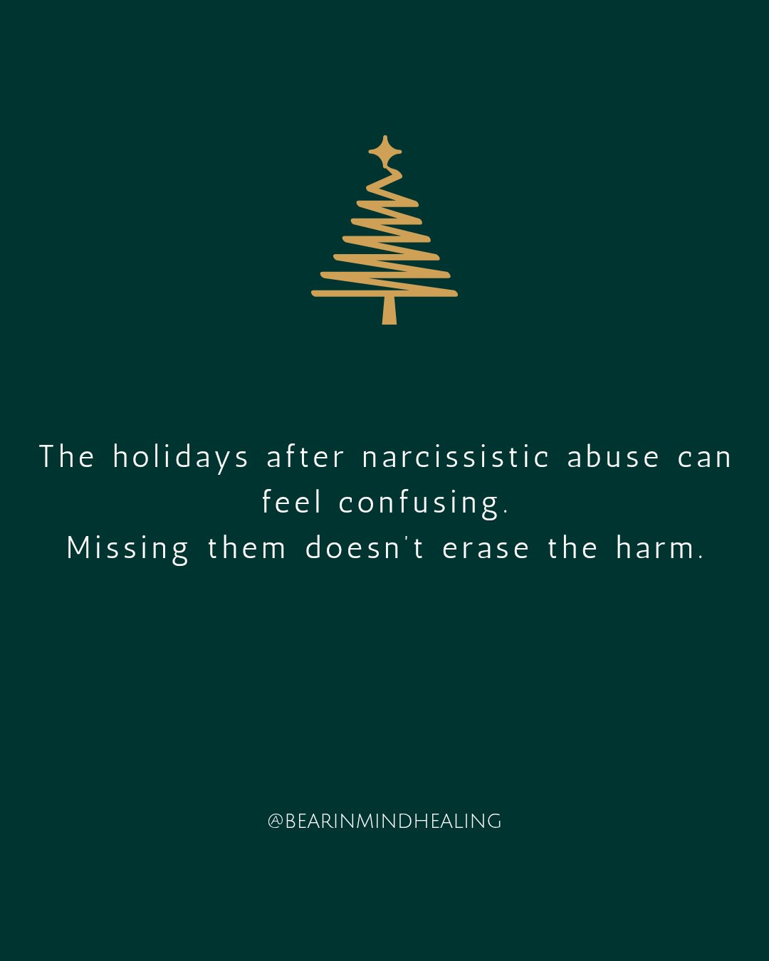 ⬇️Read Caption Below⬇️⁠
⁠
The holidays often stir up grief, longing, and self-doubt after narcissistic or emotionally manipulative relationships.⁠
⁠
You might miss who you hoped they were.⁠
You might miss the good moments.⁠
You might still know why d