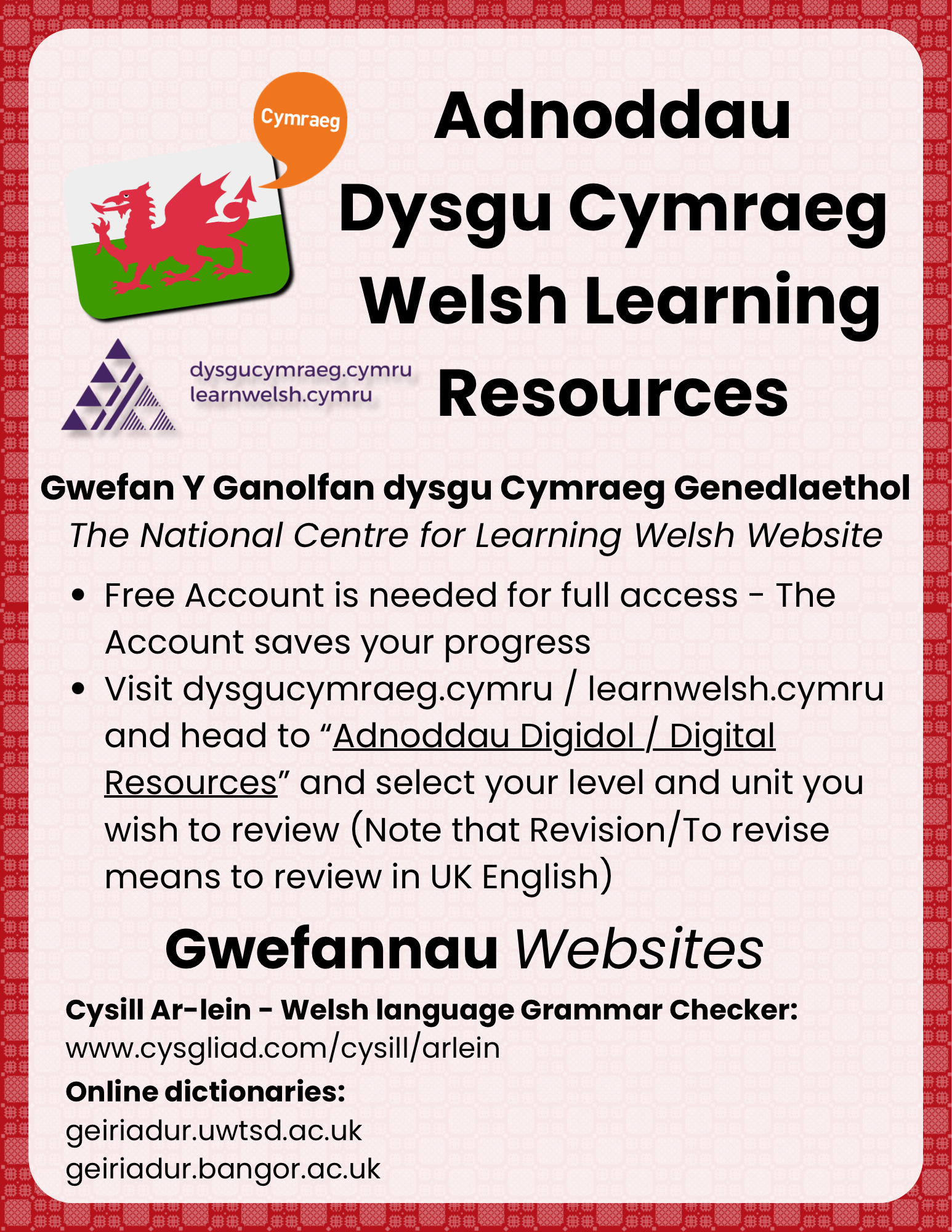 Learning Resources Page Front