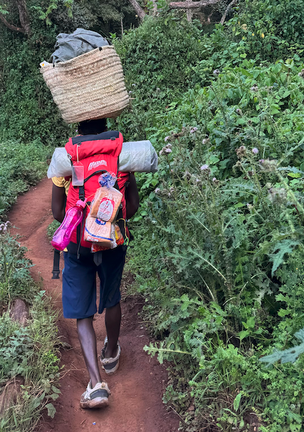 Porter hiking on Mount Kilimanjaro