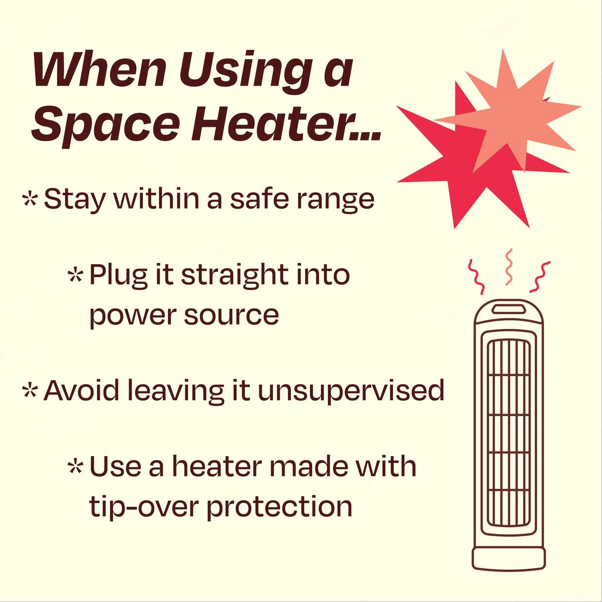 As the temperatures drop, remember these key tips when using a space heater. Stay cozy and safe this winter! 🧣🧤